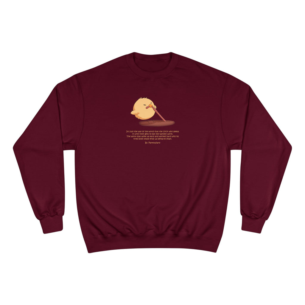 Early Bird Parody Champion Sweatshirt | Sarcastic "Late Sleeper" Quote Crewneck | The Early Worm Gets Eaten Graphic | Oversized Fit (S-3XL)
