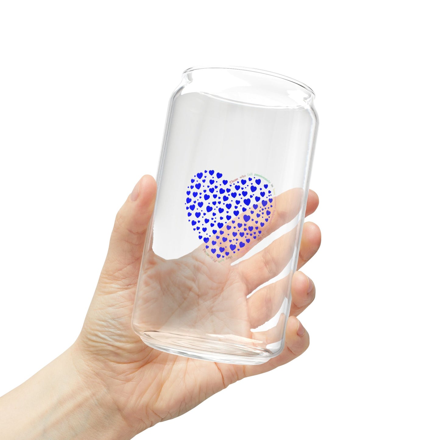 Blue Heart Design Sipper Glass, 16oz | Eco-Friendly Drinkware