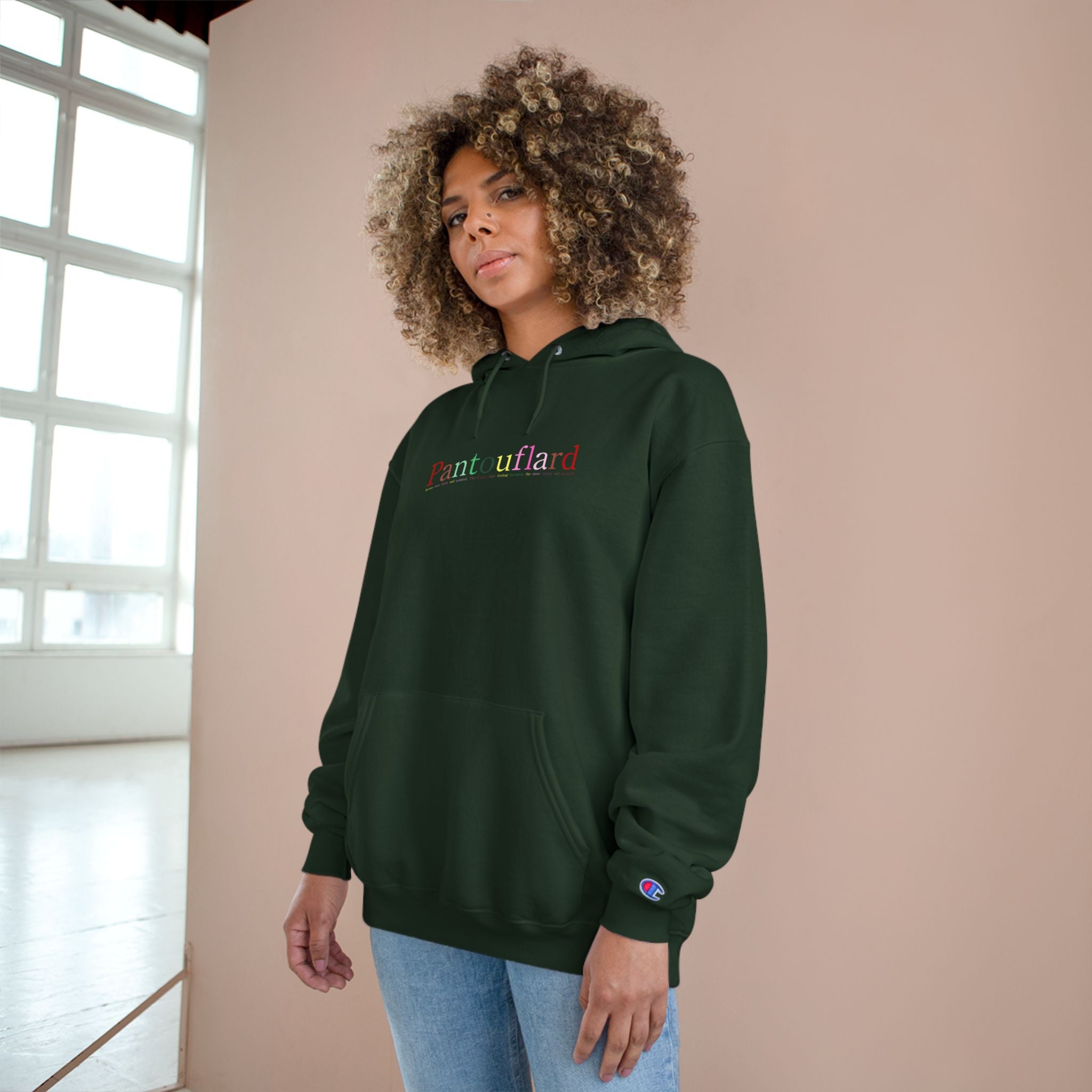 Old Money Aesthetic Champion Hoodie - Pantouflard Pastel Logo (Premium Powerblend Fleece)