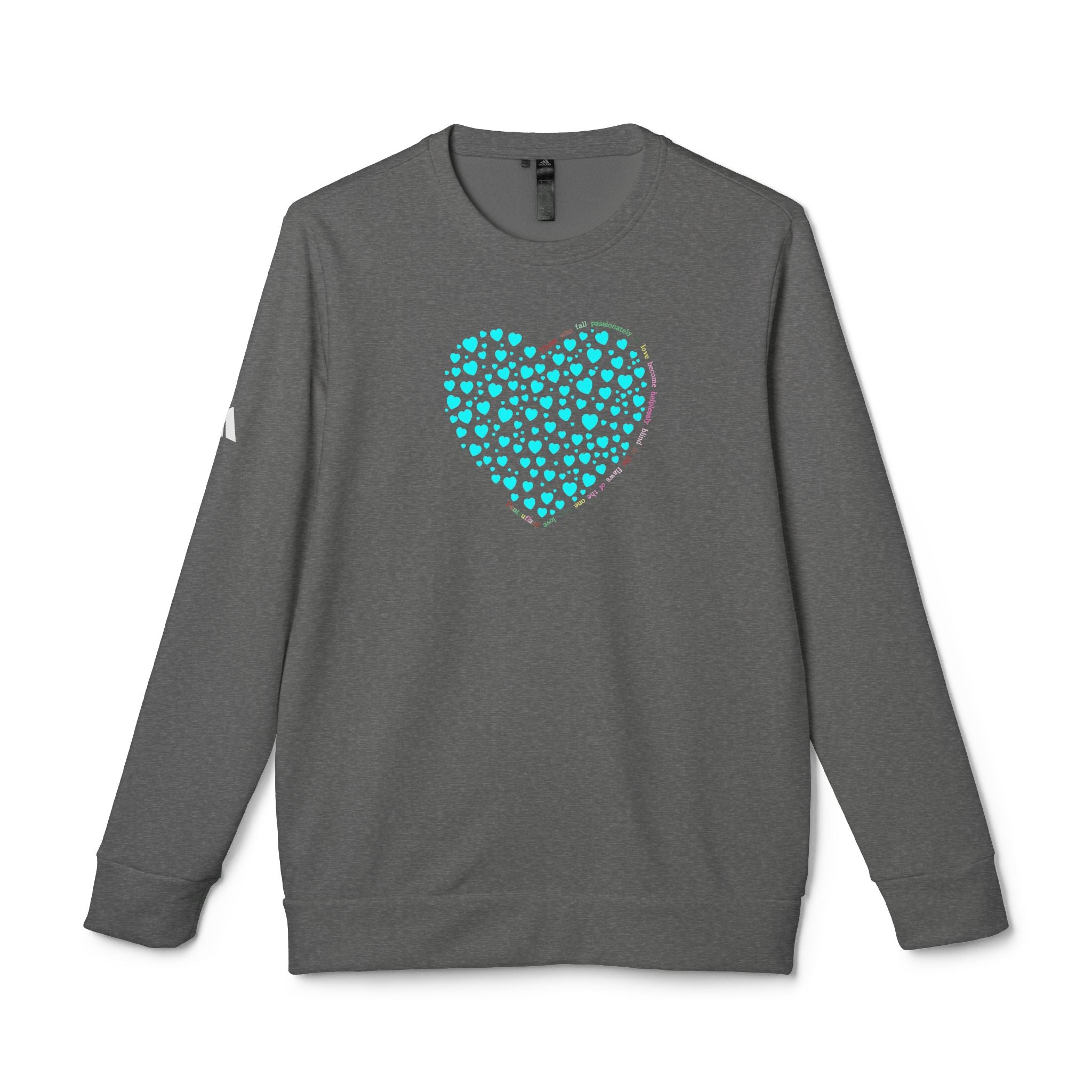 Sudadera unisex Adidas® con cuello redondo y diseño de corazón menta