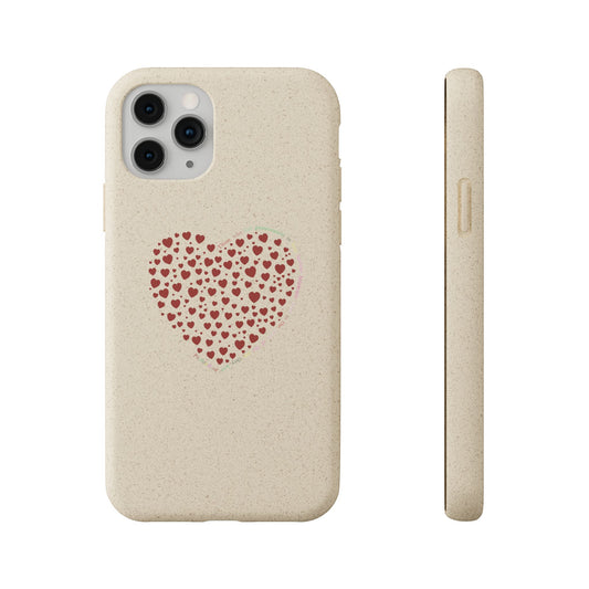 Biodegradable iPhone Case with Red Heart Design