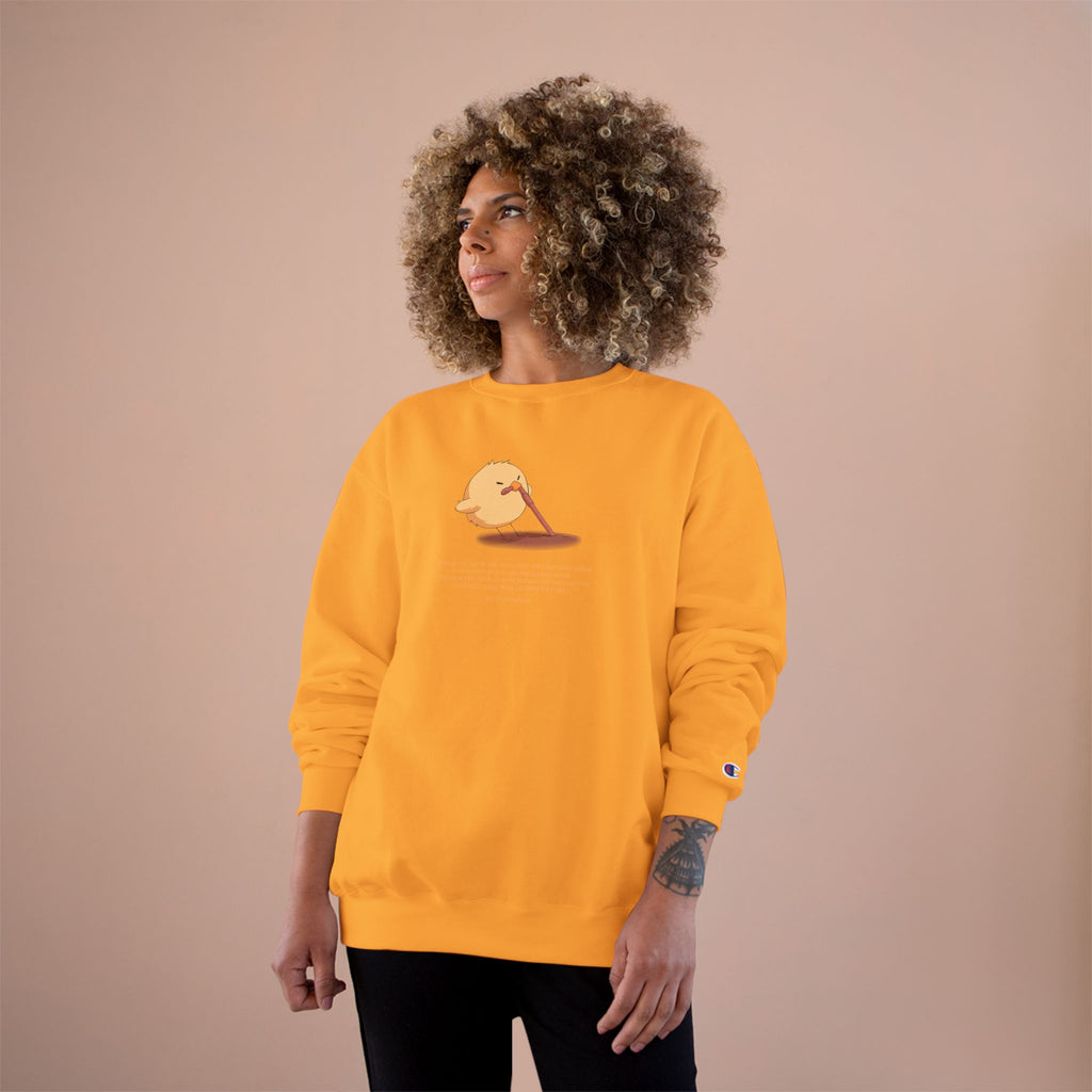 Champion Unisex White Pantouflard Chick Cotton Blend Crewneck Sweatshirt