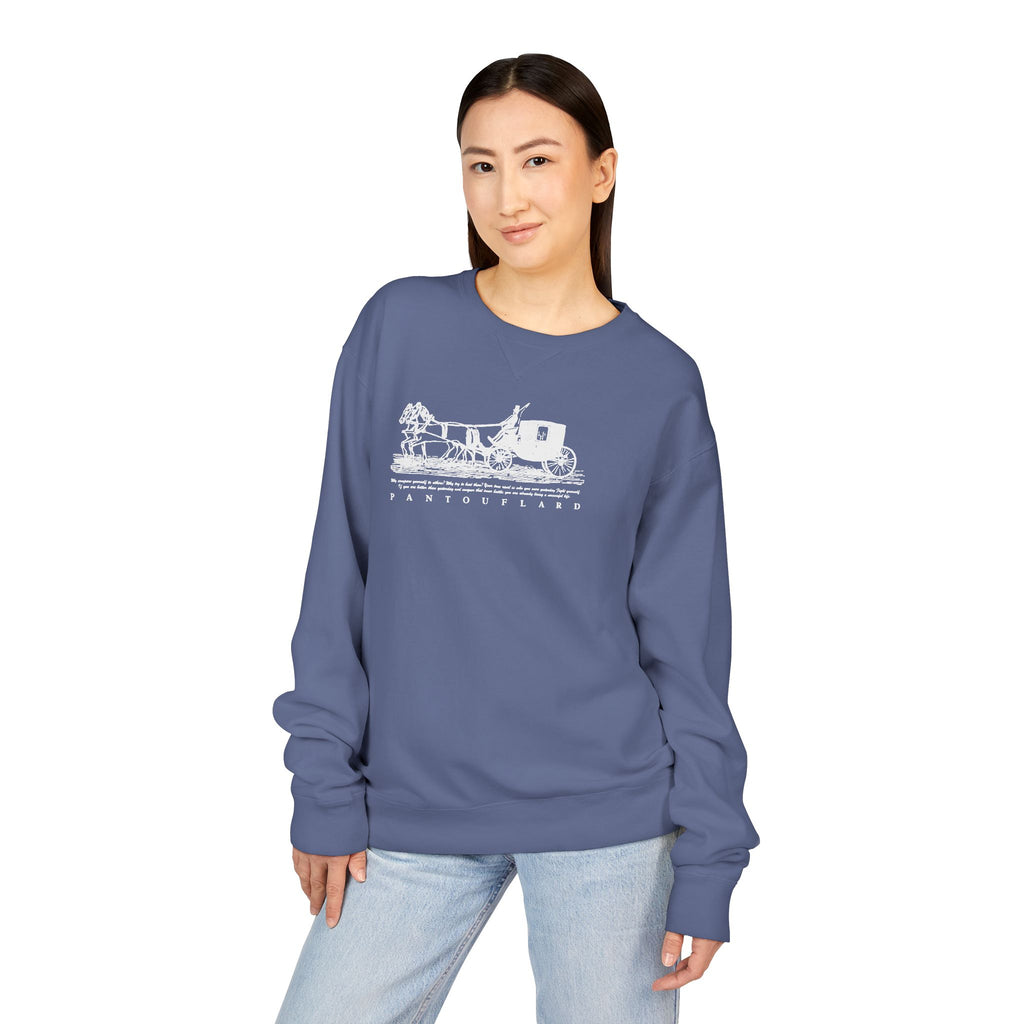 Old Money Equestrian Heritage Crewneck - The Nostalgic Journey II (Dark Academia Garment-Dyed Sweatshirt)