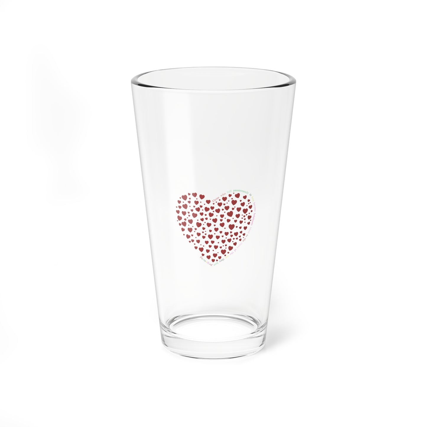 Red Heart Mixing Glass, 16oz Cocktail Glass, Barware