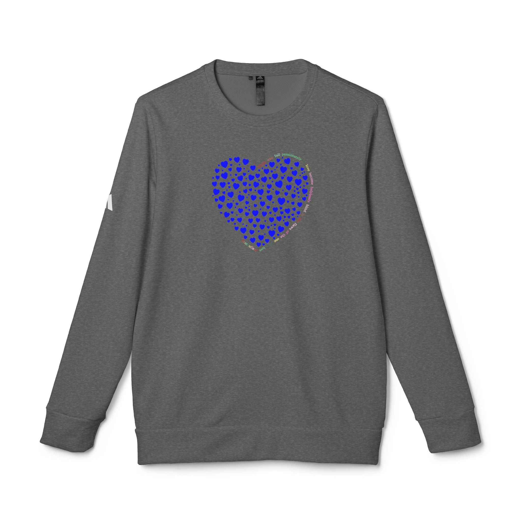 Sudadera unisex Adidas® con cuello redondo y diseño de corazón azul