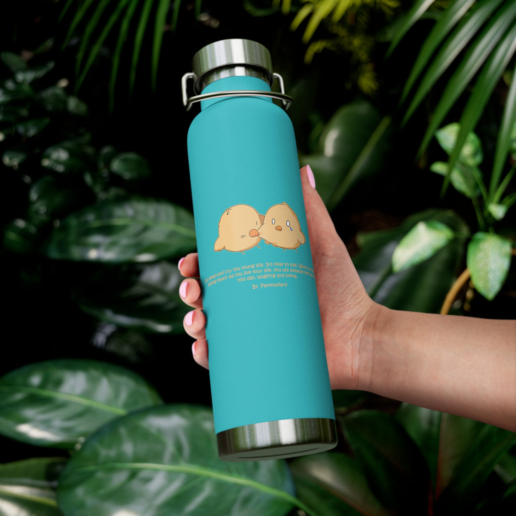 Navy Blue Cute Biting Chicks Quote 22oz Copper Vacuum Insulated Bottle