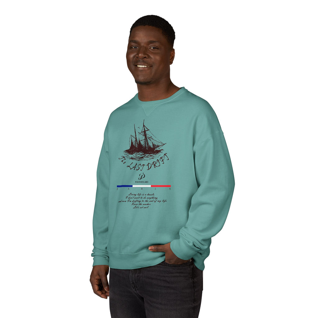 Old Money Nautical Heritage Crewneck - The Last Drift I (Paris Aesthetic Garment-Dyed Sweatshirt)