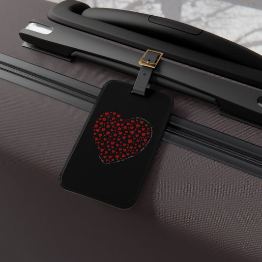 Red Heart Mosaic Luggage Tag, Personalized Travel Accessory, Unique Suitcase Identifier