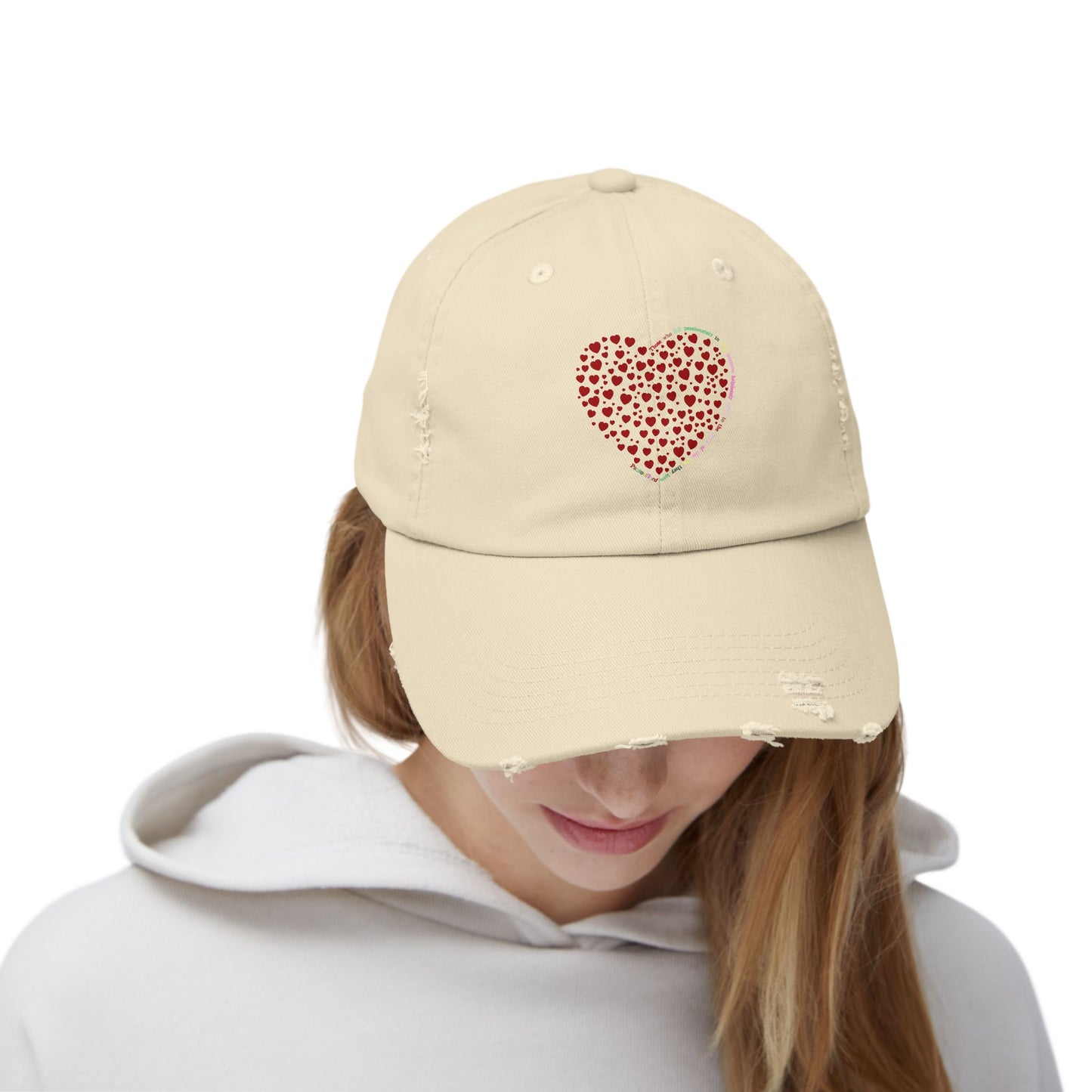 Distressed Red Heart Cap, Casual Hat