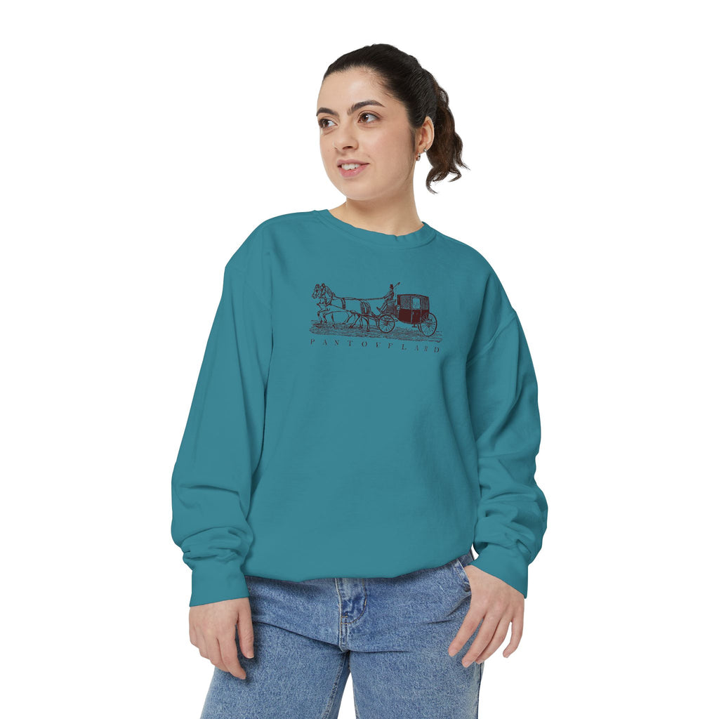 Unisex White Pantouflard Carriage Cotton Blend Sweatshirt