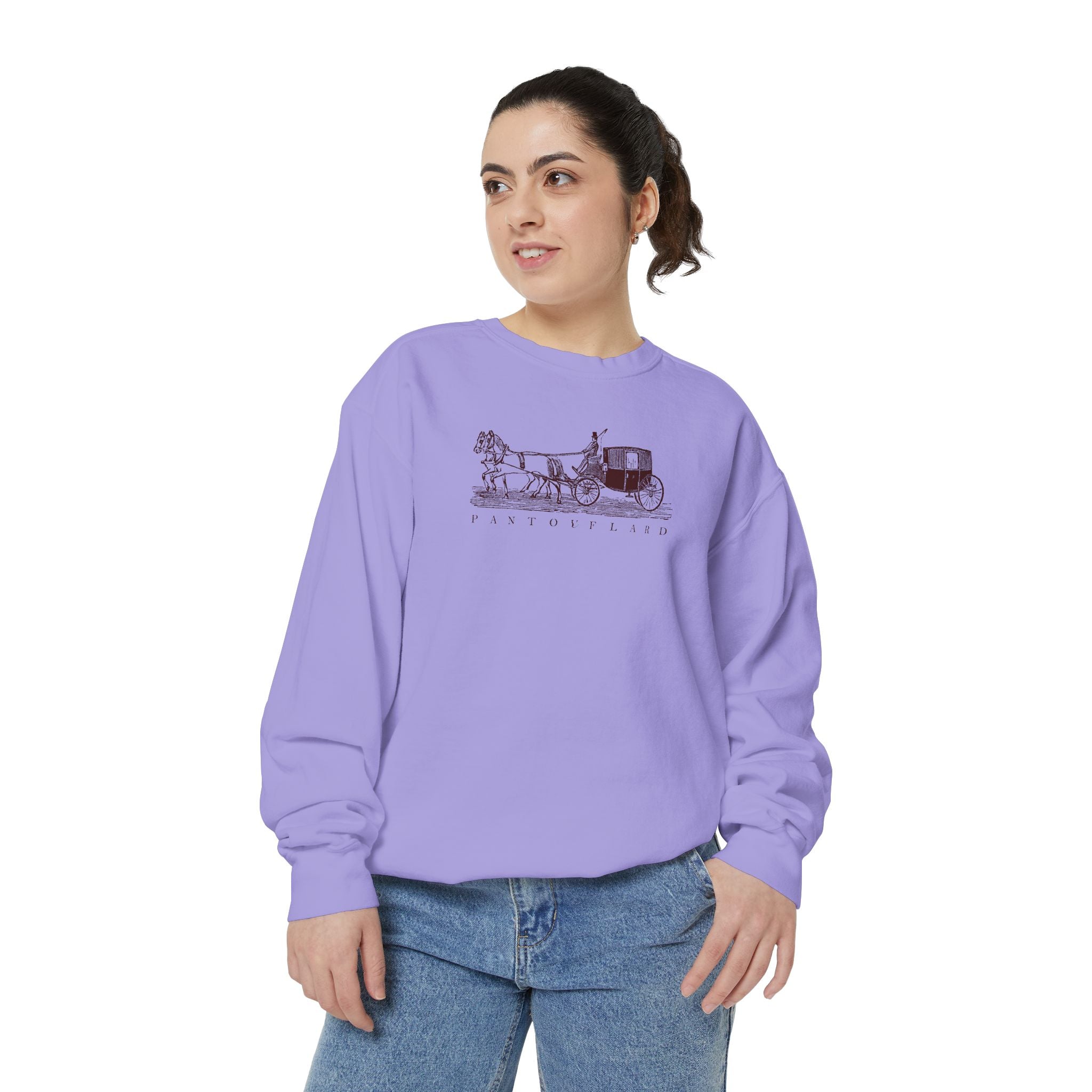 Unisex White Pantouflard Carriage Cotton Blend Sweatshirt