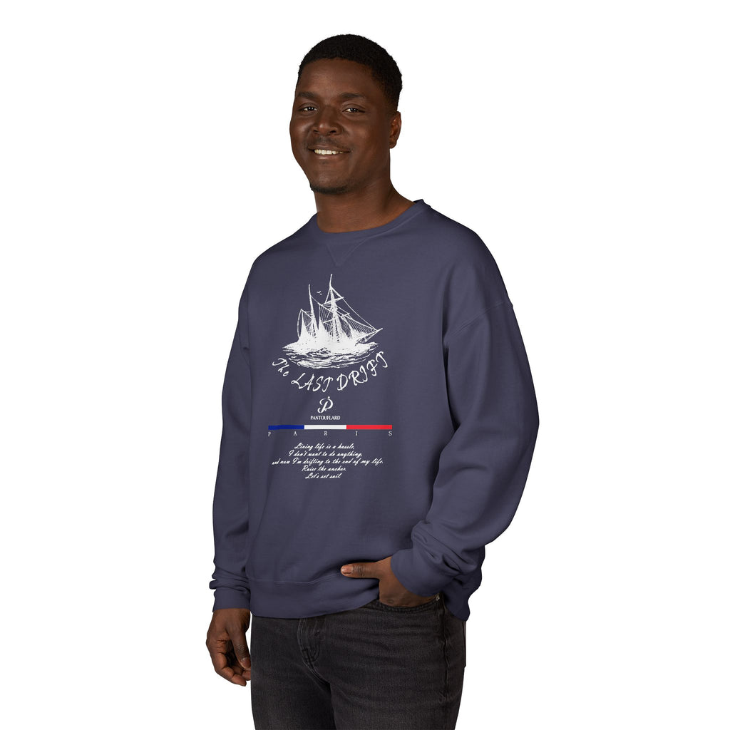 Old Money Nautical Heritage Crewneck - The Last Drift II (Paris Aesthetic Garment-Dyed Sweatshirt)