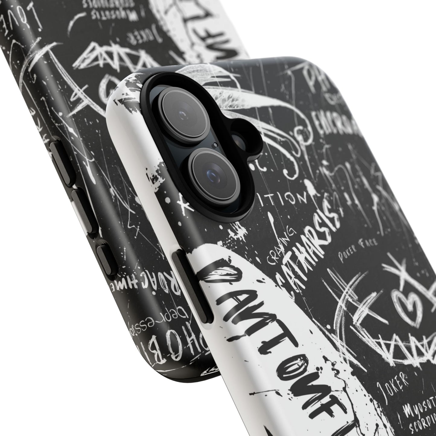 Fundas resistentes: funda atrevida para iPhone, Galaxy, Google Pixel, diseño de grafiti negro, estética urbana, regalo para amantes del arte, accesorios de teléfono modernos, estilo callejero