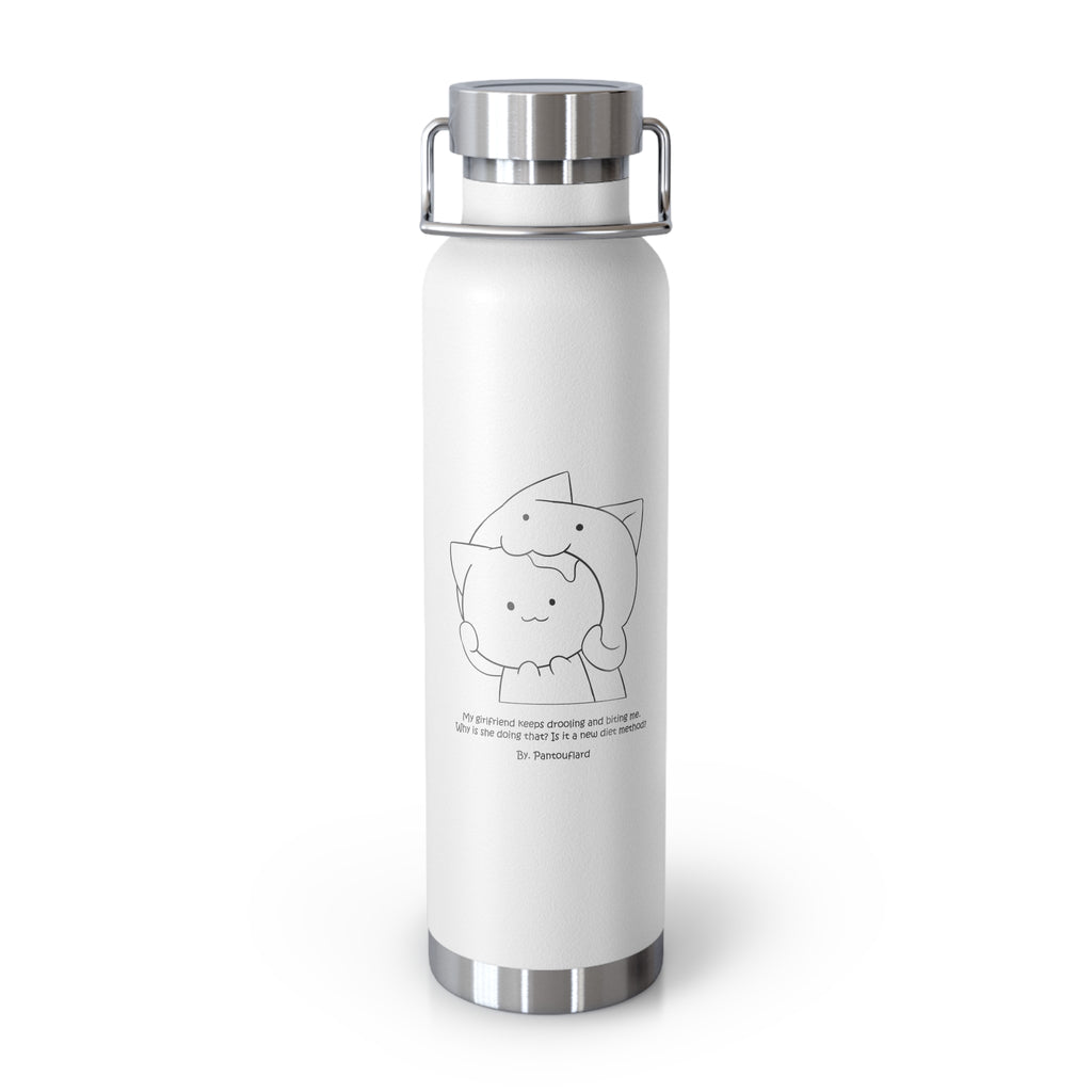 Navy Blue Cute Biting Cats Quote 22oz Copper Vacuum Insulated Bottle