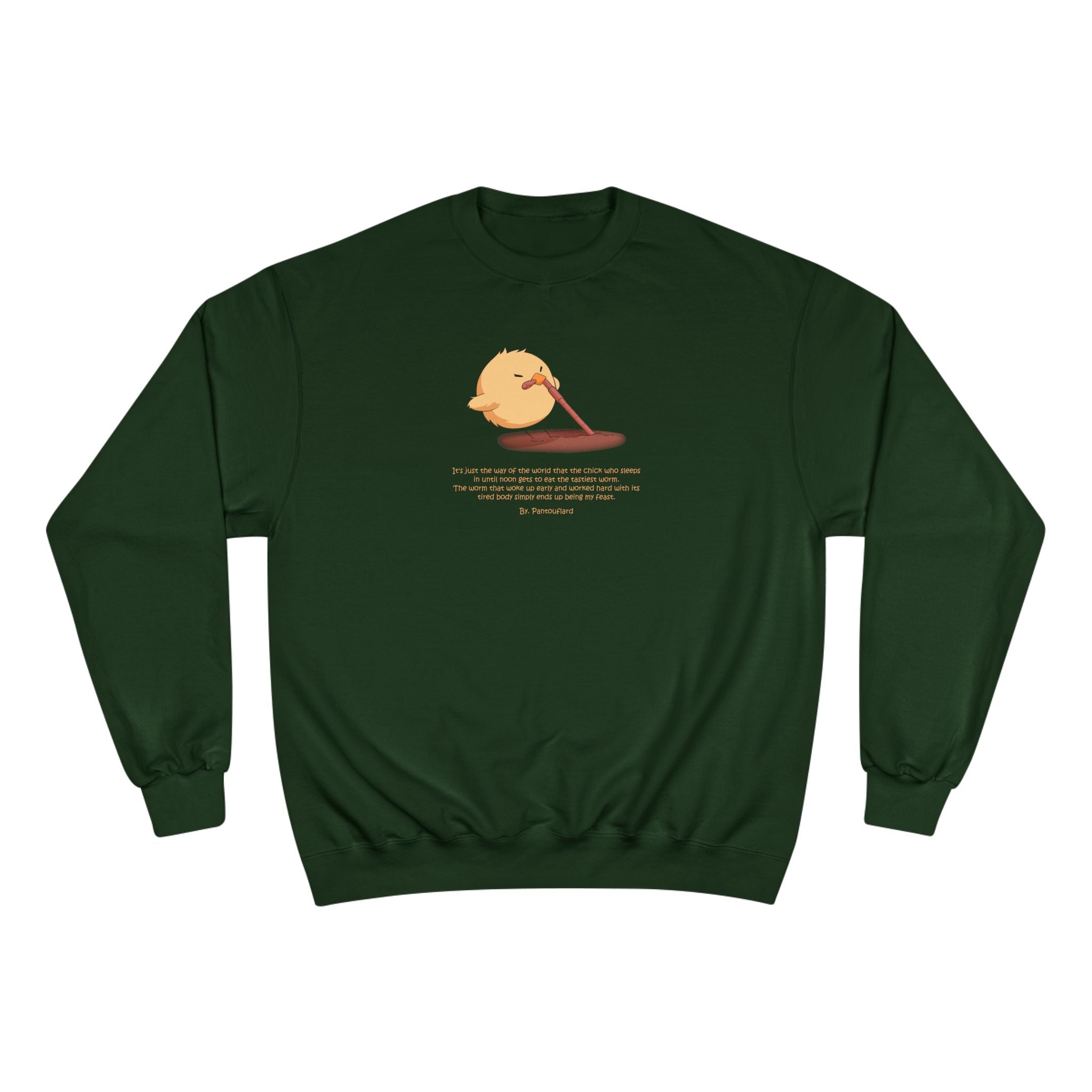 Early Bird Parody Champion Sweatshirt | Sarcastic "Late Sleeper" Quote Crewneck | The Early Worm Gets Eaten Graphic | Oversized Fit (S-3XL)