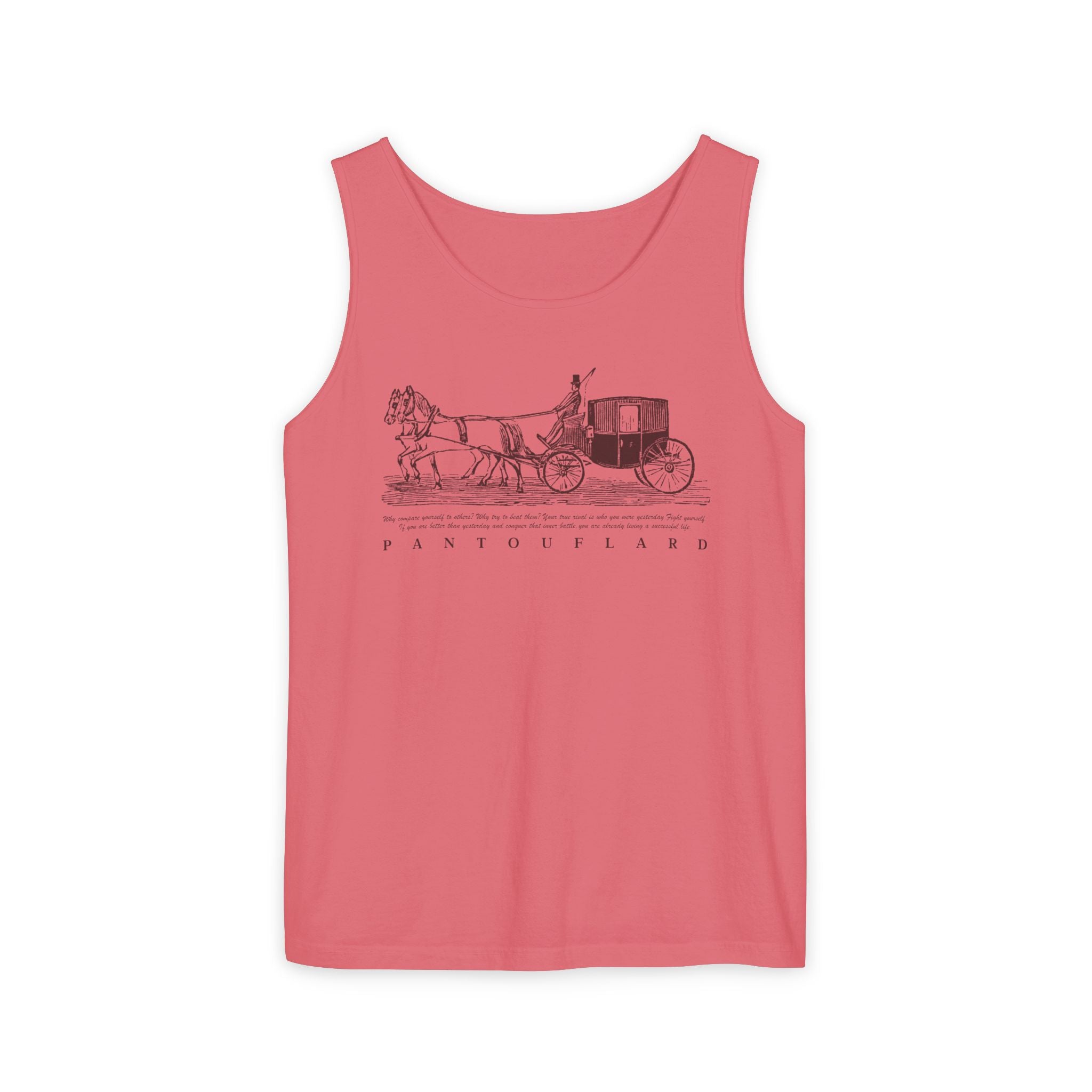 Unisex Brick Red Pantouflard Carriage Cotton Garment-Dyed Tank Top
