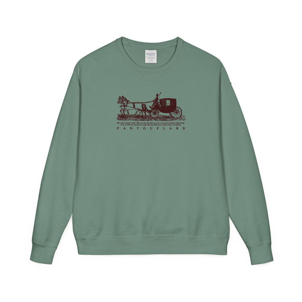 Old Money Equestrian Heritage Crewneck - The Nostalgic Journey I (Dark Academia Garment-Dyed Sweatshirt)