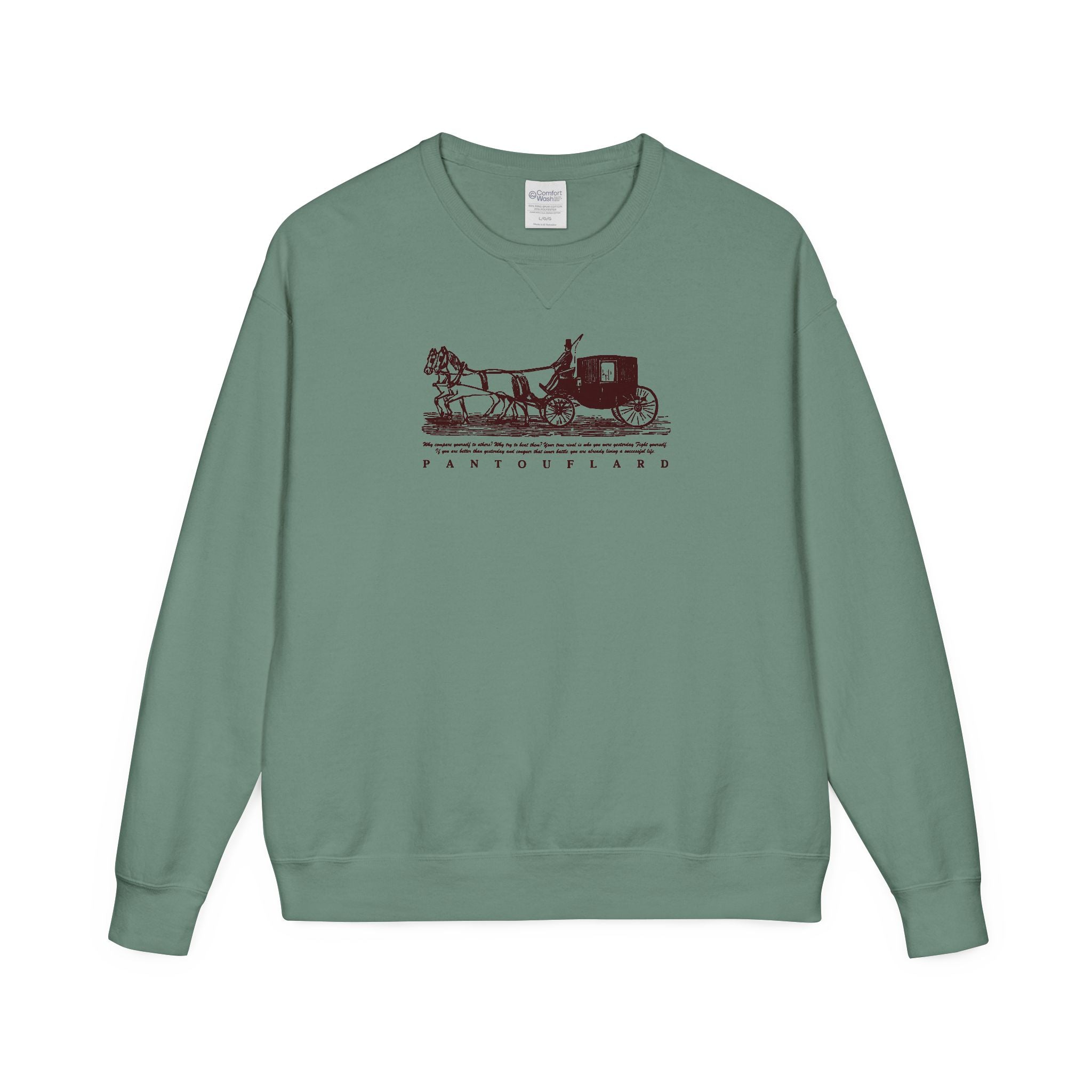 Old Money Equestrian Heritage Crewneck - The Nostalgic Journey I (Dark Academia Garment-Dyed Sweatshirt)