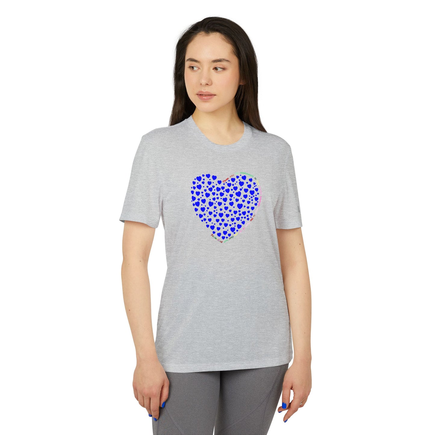 Adidas Unisex Sport T-Shirt with Blue Heart Design