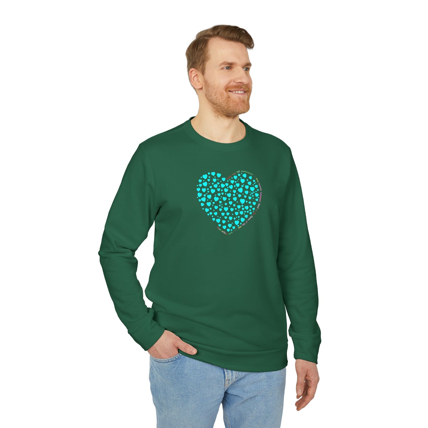 Adidas Unisex  Crewneck Sweatshirt with Mint Heart Design
