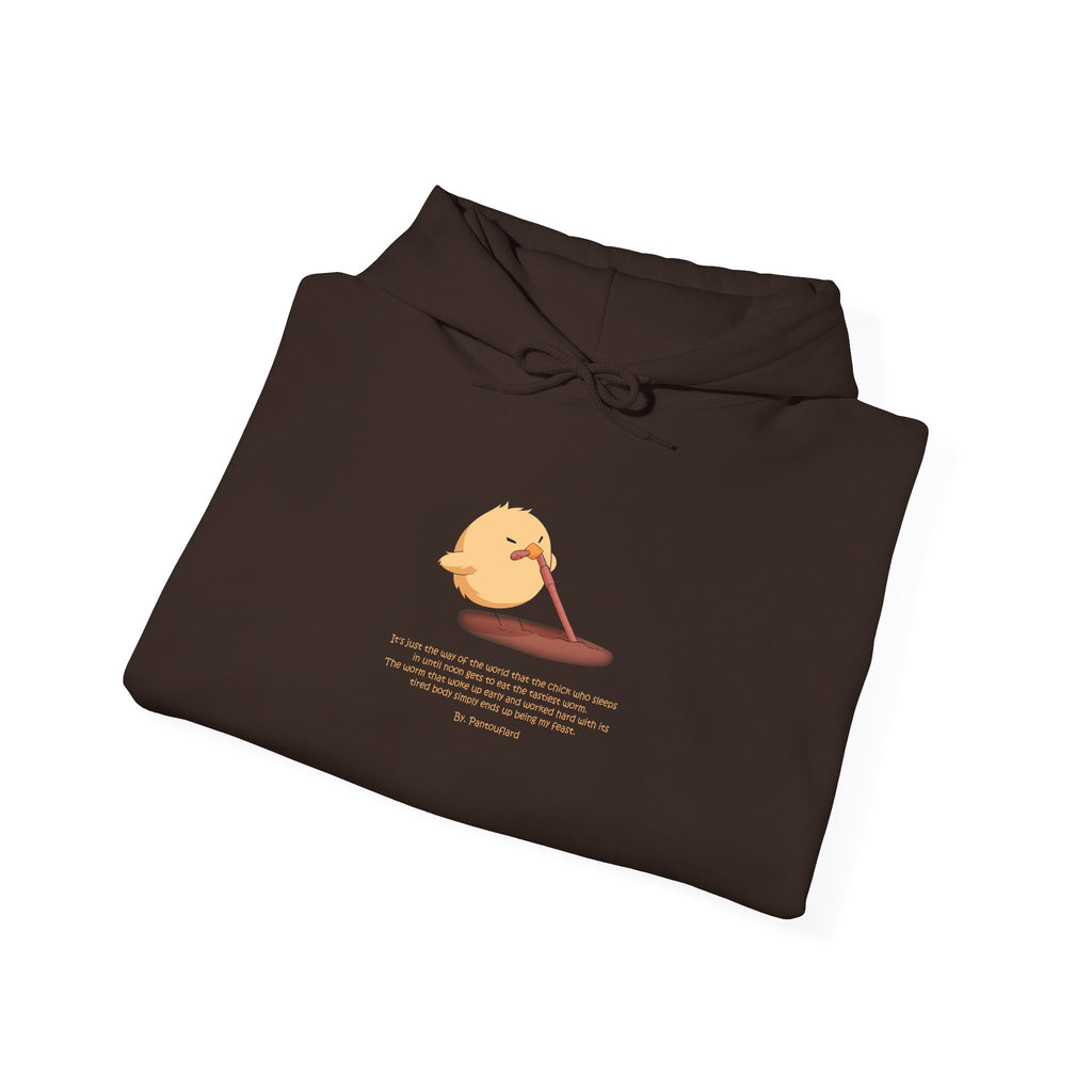 Kitsch Kawaii Chick & Worm Graphic Hoodie - The Quiet Victory (Aesthetic Streetwear Fleece)