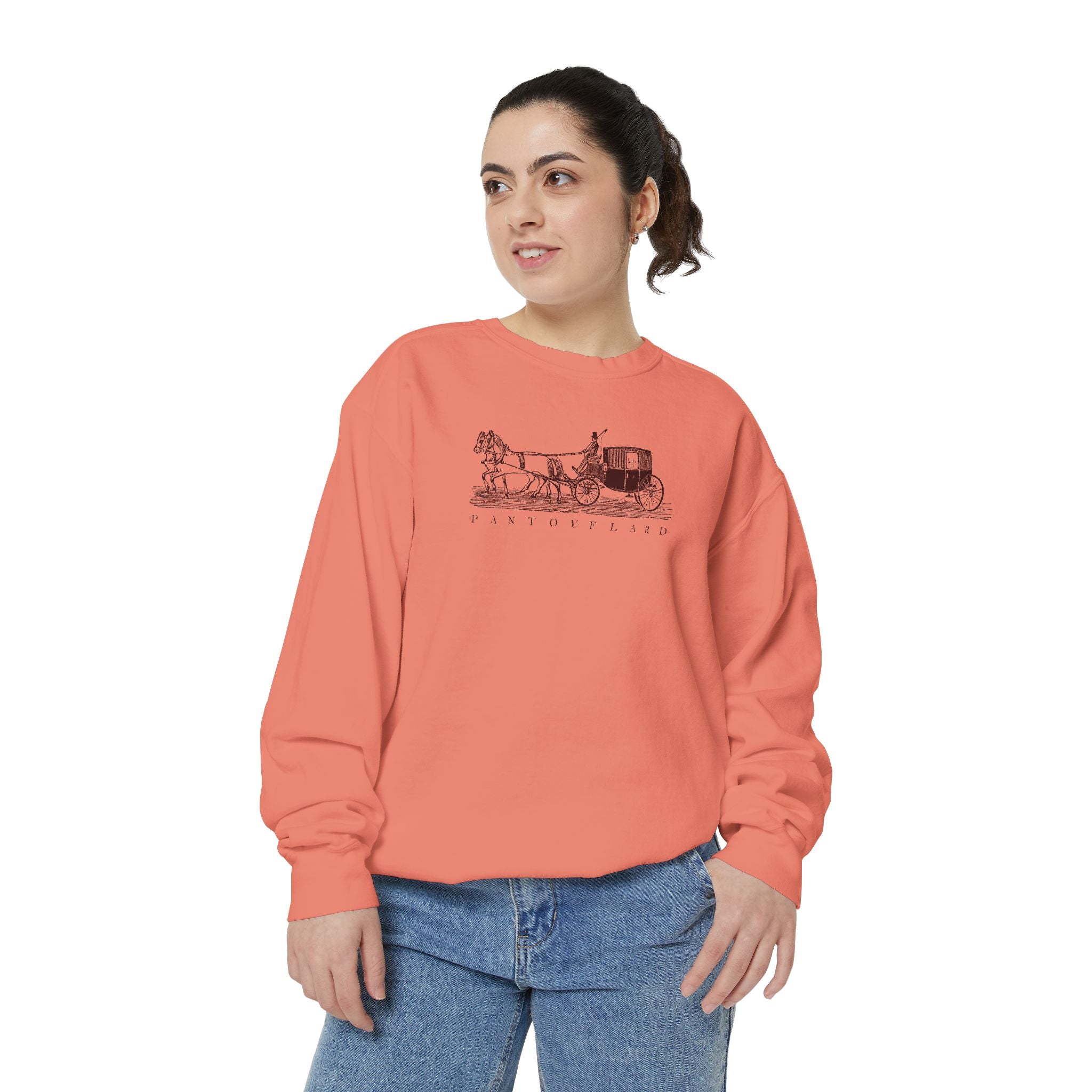 Unisex White Pantouflard Carriage Cotton Blend Sweatshirt