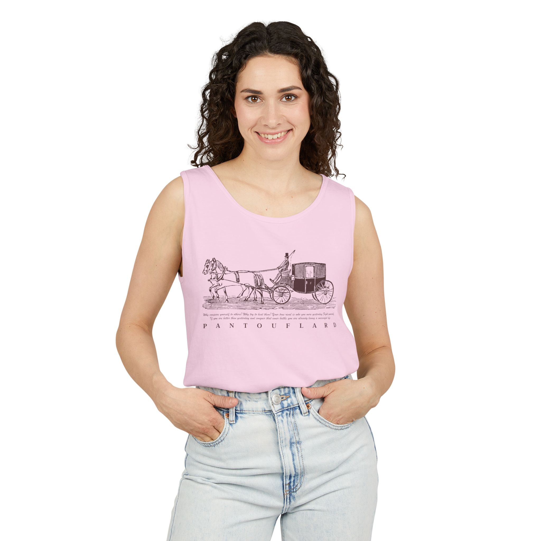 Unisex Brick Red Pantouflard Carriage Cotton Garment-Dyed Tank Top