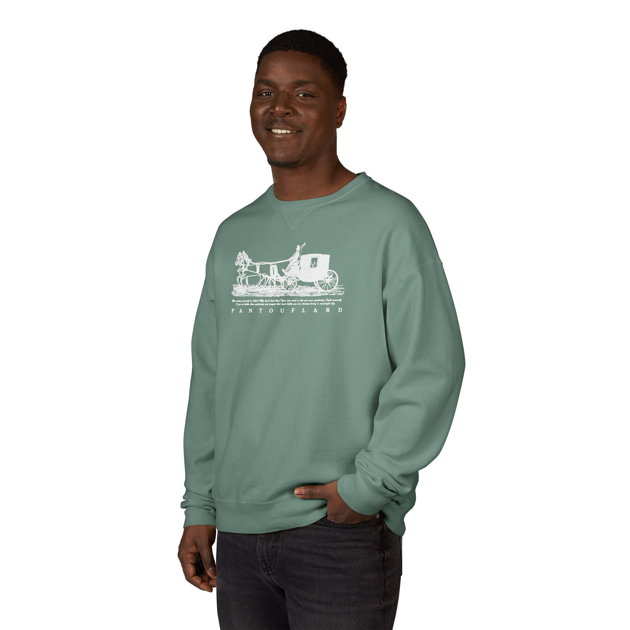 Old Money Equestrian Heritage Crewneck - The Nostalgic Journey II (Dark Academia Garment-Dyed Sweatshirt)