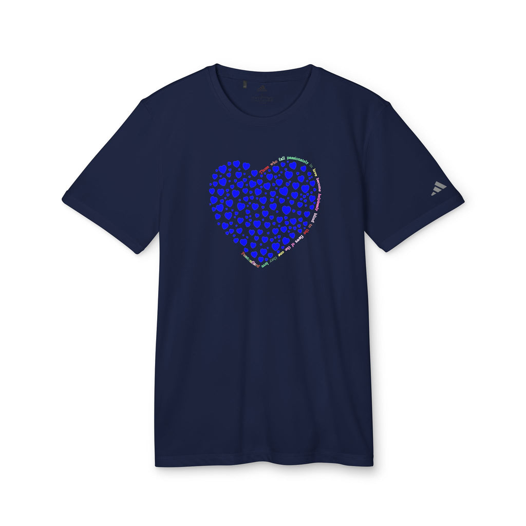 Adidas® 蓝色心形图案男女款运动T恤