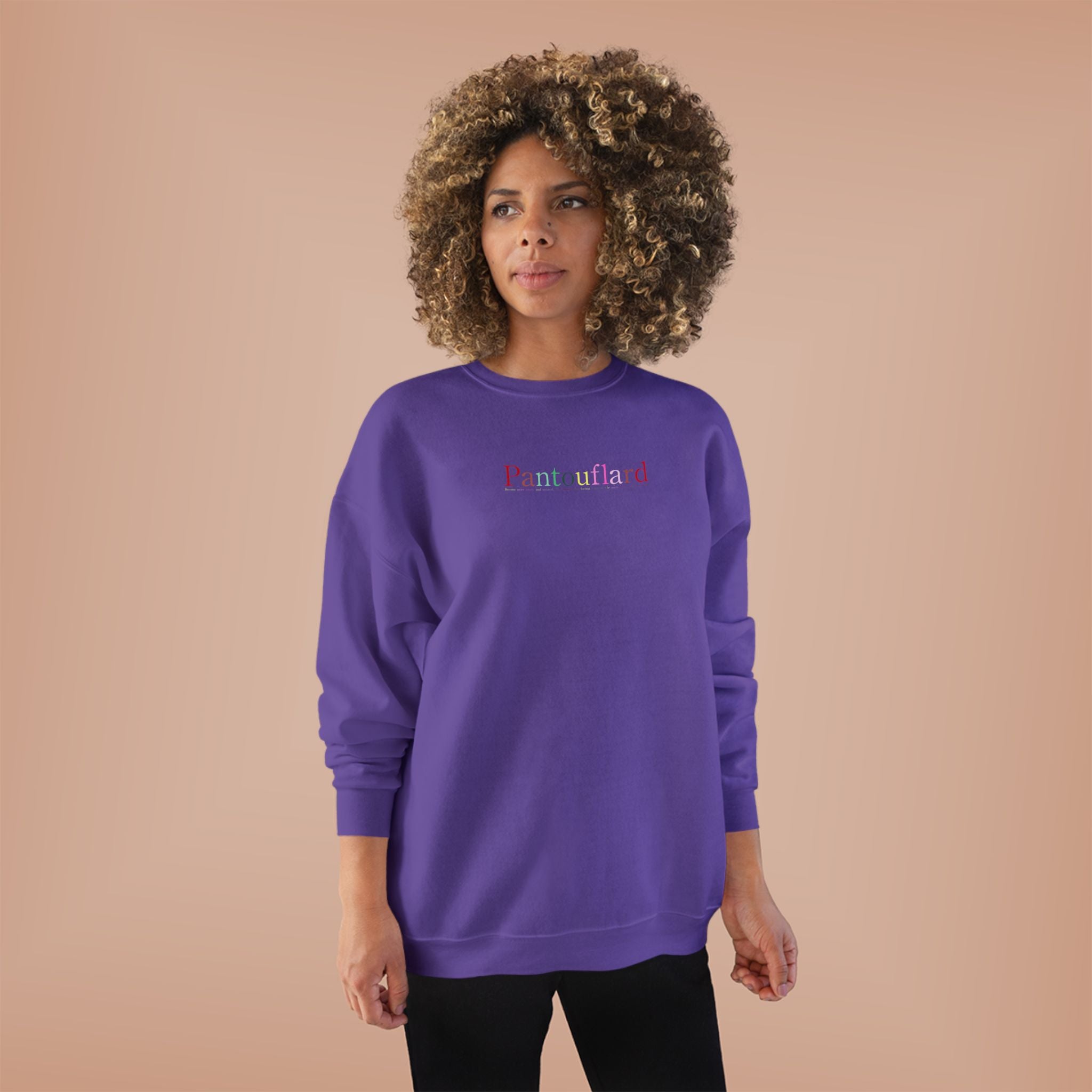 Sustainable Pantouflard Logo Crewneck - Hanes EcoSmart Fleece Sweatshirt (Essential Streetwear)