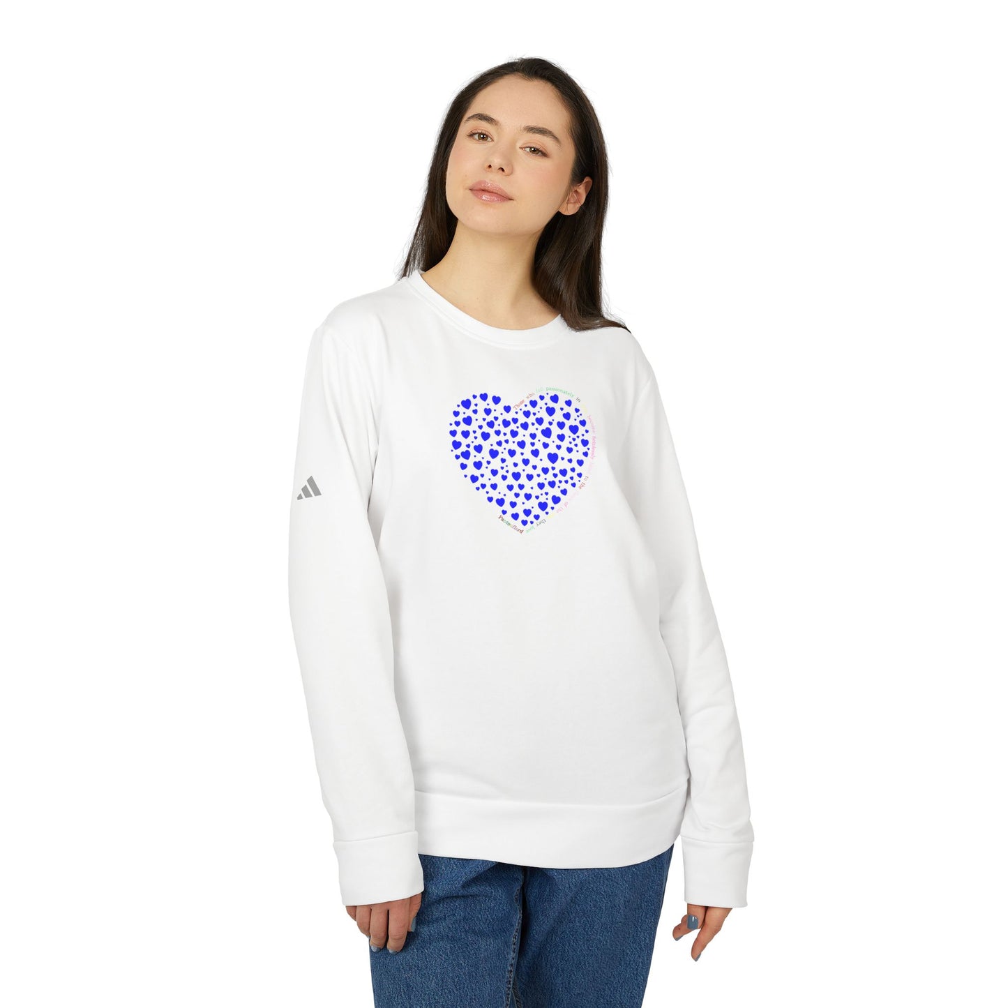 Adidas Unisex  Crewneck Sweatshirt with Blue Heart Design