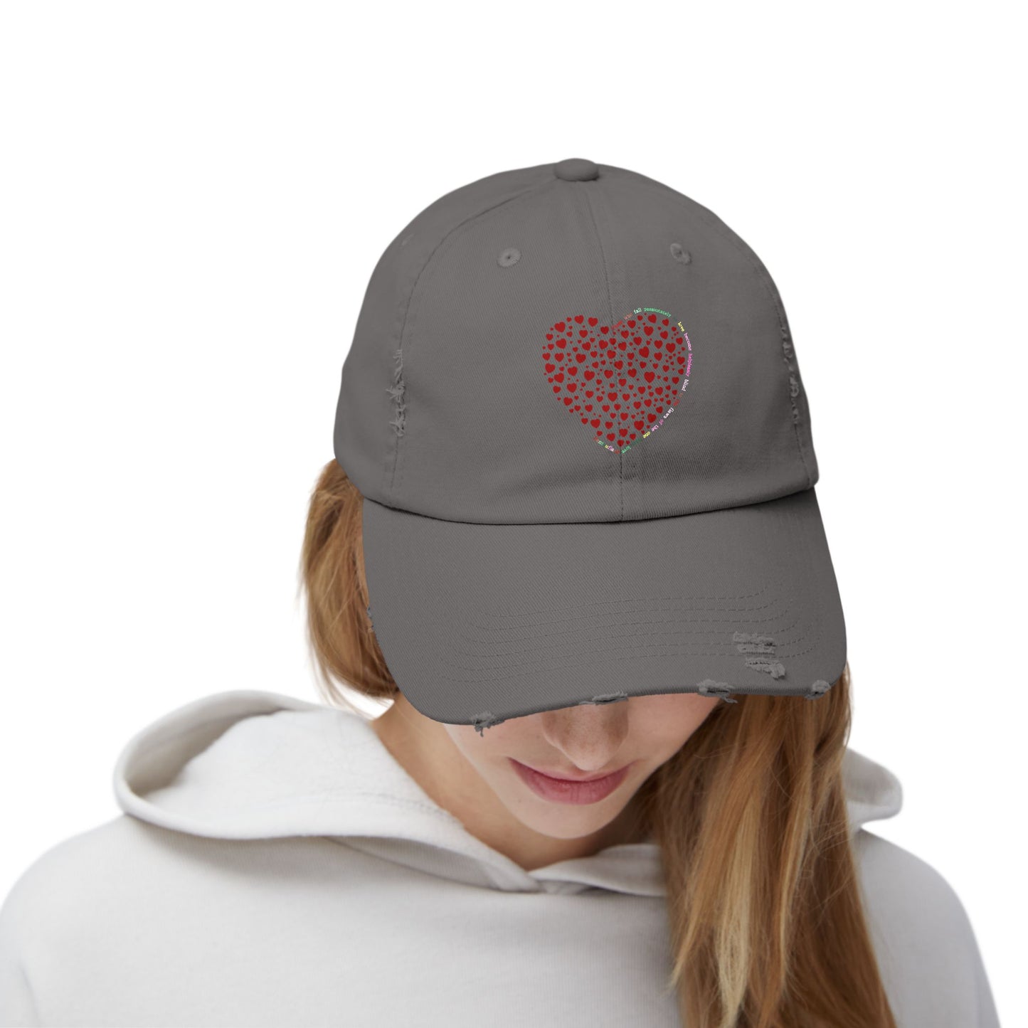 Distressed Red Heart Cap, Casual Hat