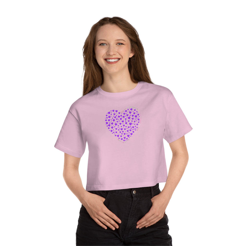 Champion® Simple Cropped T-Shirt (Lila Herz)