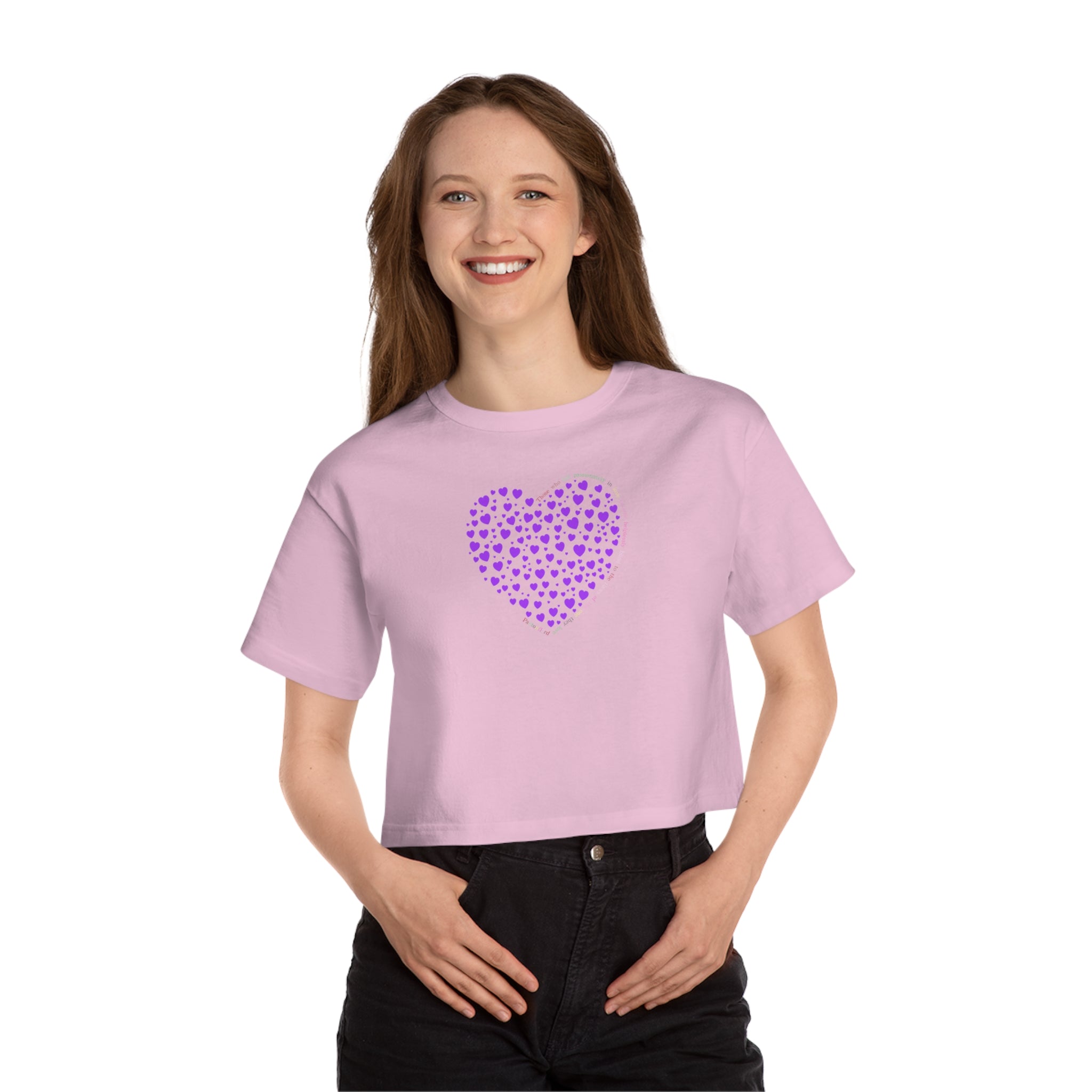 Champion® Simple Cropped T-Shirt (Lila Herz)