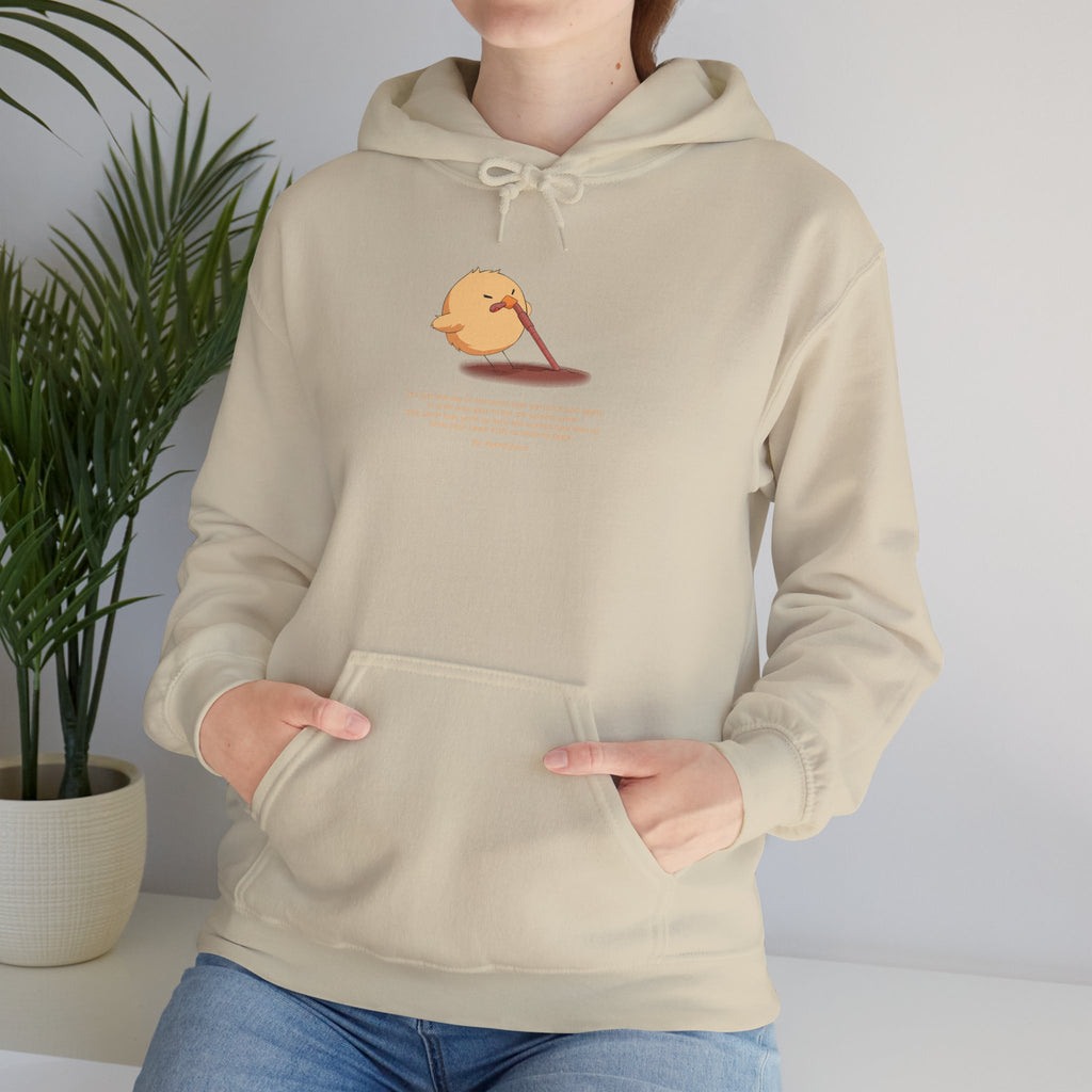 Kitsch Kawaii Chick & Worm Graphic Hoodie - The Quiet Victory (Aesthetic Streetwear Fleece)