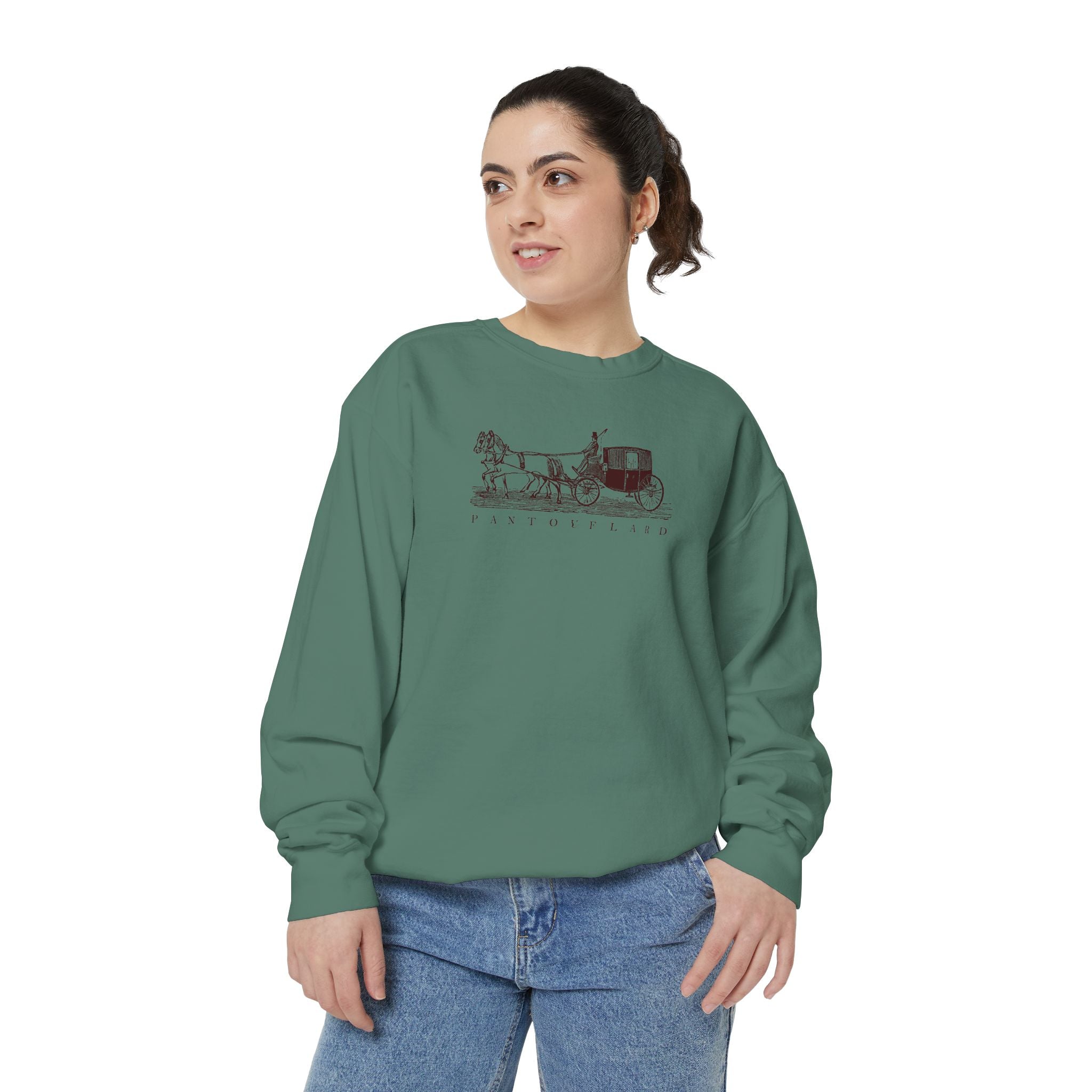 Unisex White Pantouflard Carriage Cotton Blend Sweatshirt