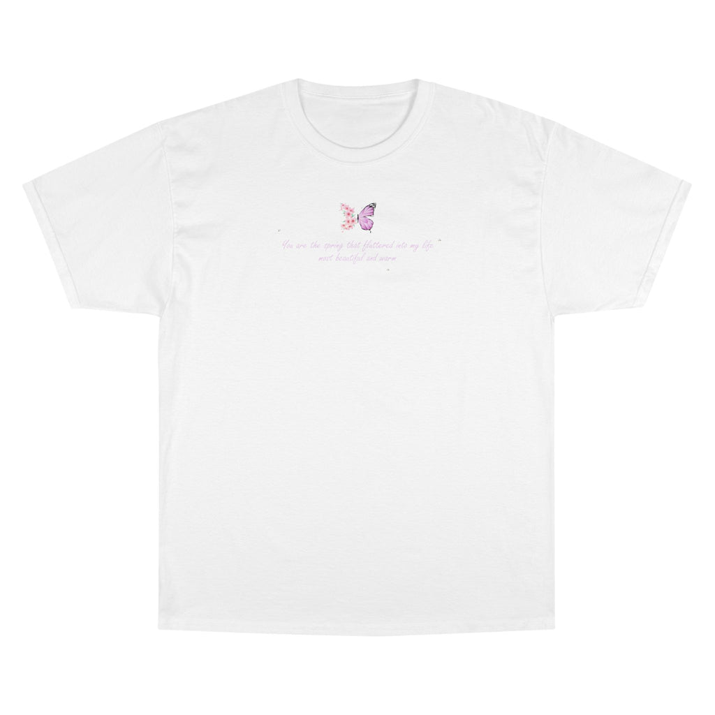 Unisex White Floral Butterfly Spring Quote 100% Cotton Champion T-Shirt