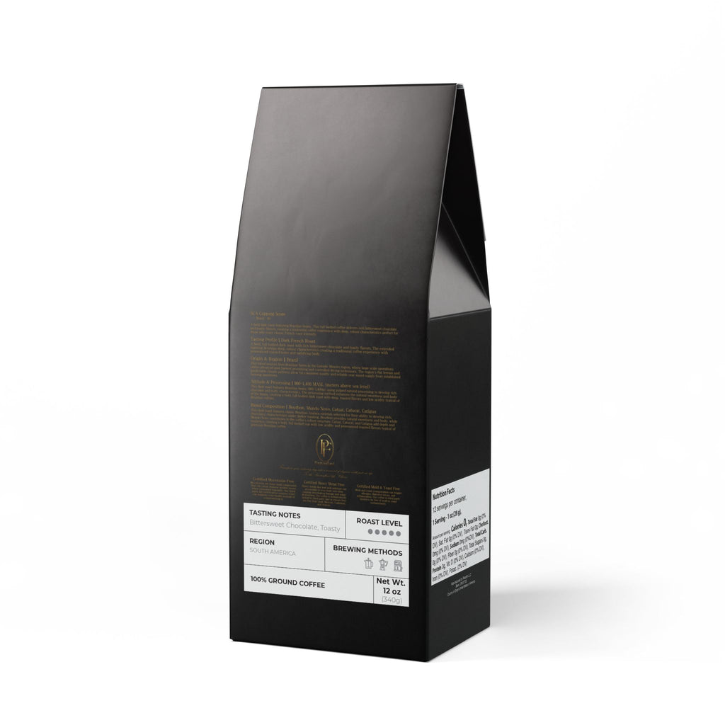 Pantouflard Bitterroot Dark French Roast Coffee – Whole Bean – 100% Arabica Specialty Blend (Brazil) – Notes of Bitter sweet, Chocolate, Toasty, Strong finish – 12oz(340g)