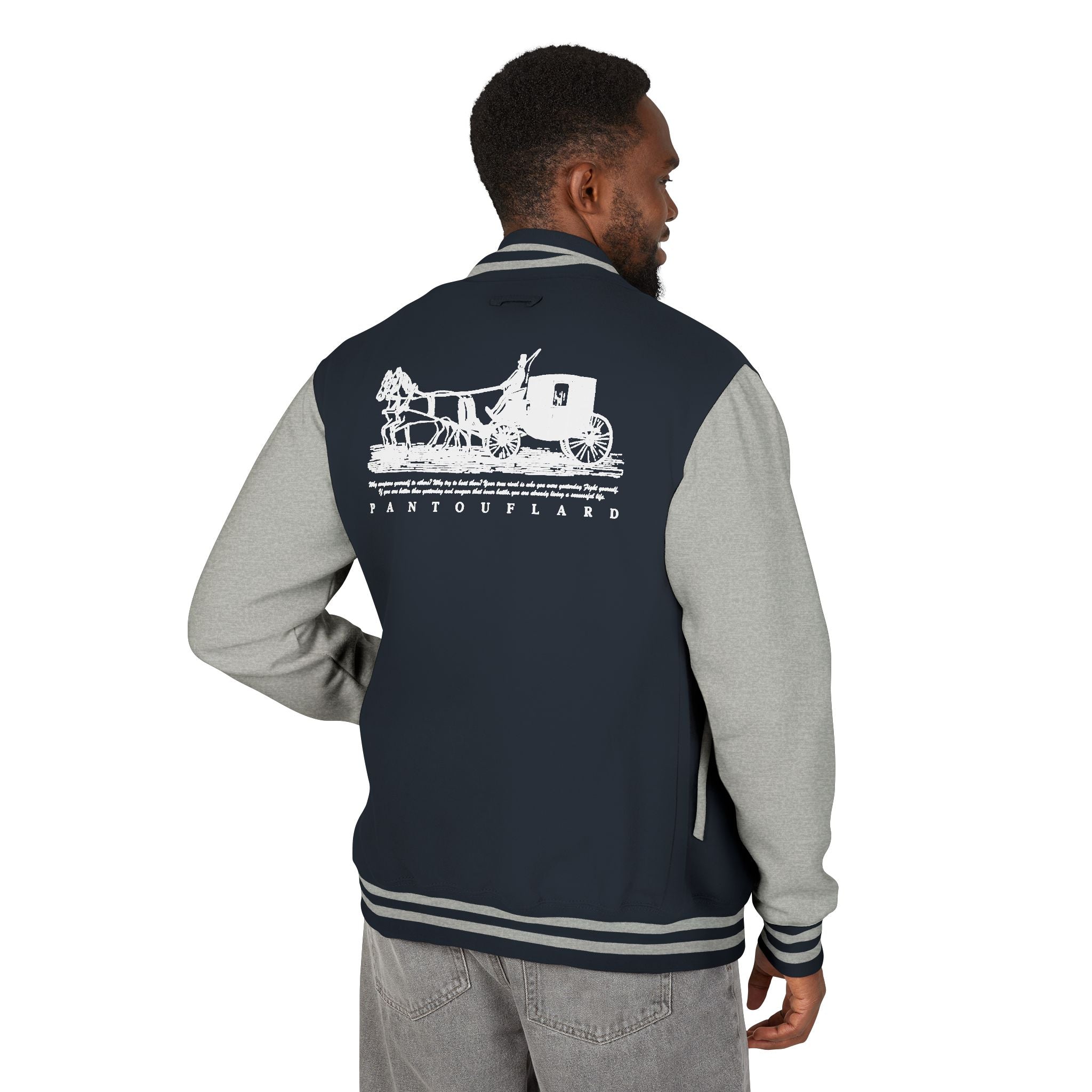 Unisex Navy Pantouflard Carriage Cotton Blend Jacket