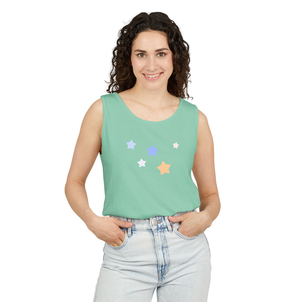 Men's & Women's Cassiopeia Constellation Graphic Garment-Dyed Tank Top - W-Shape Sleeveless Shirt