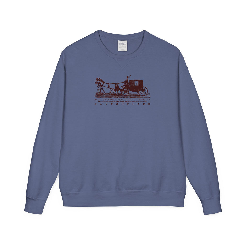 Old Money Equestrian Heritage Crewneck - The Nostalgic Journey I (Dark Academia Garment-Dyed Sweatshirt)