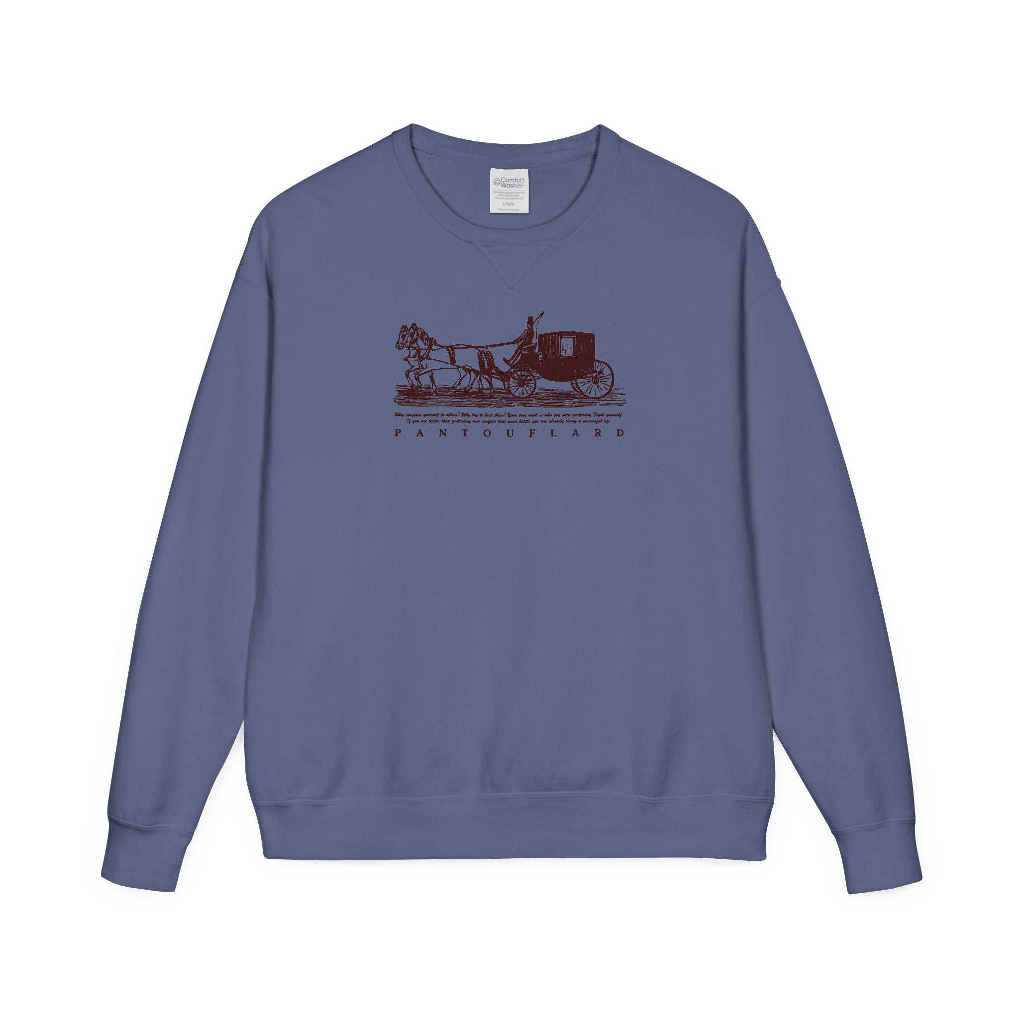 Old Money Equestrian Heritage Crewneck - The Nostalgic Journey I (Dark Academia Garment-Dyed Sweatshirt)