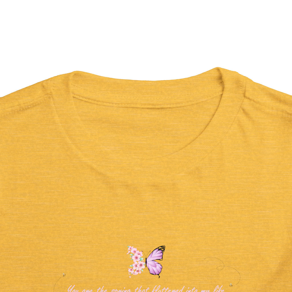 Toddler Yellow Floral Butterfly Spring Quote 100% Cotton Short Sleeve Tee
