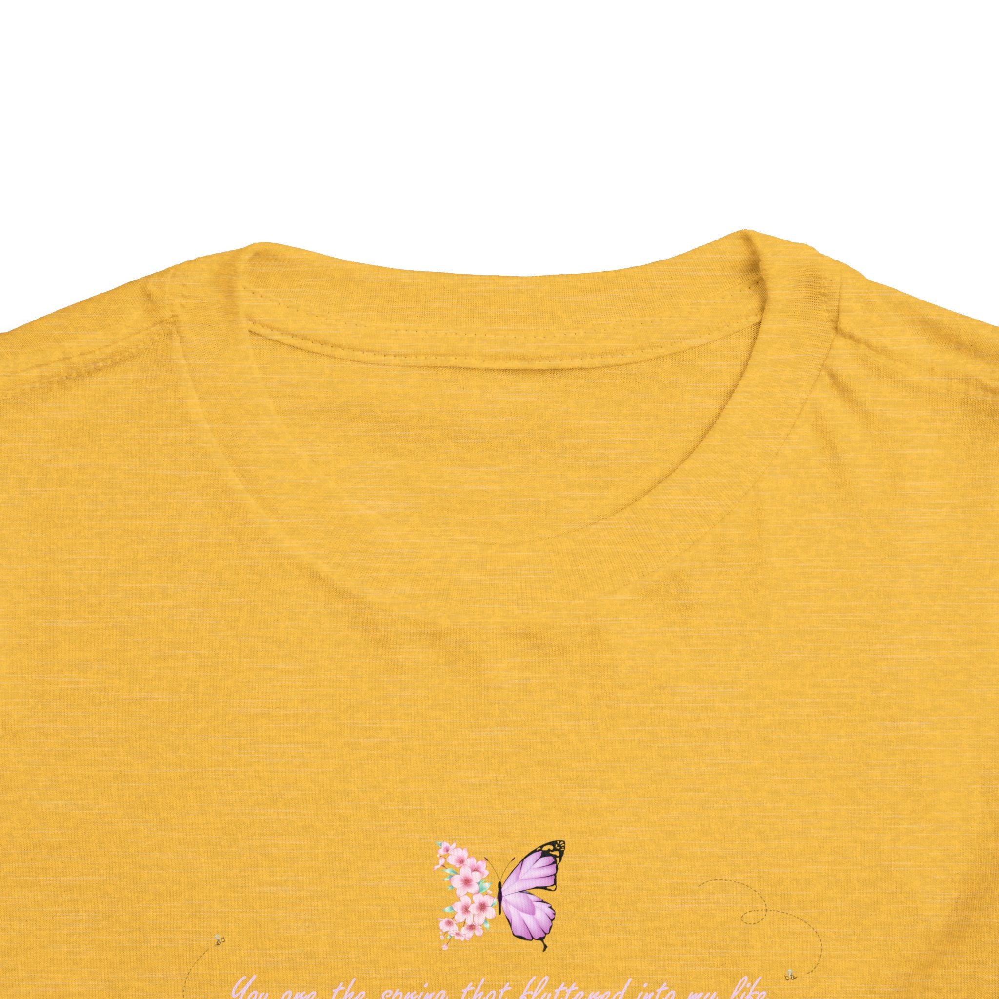 Toddler Yellow Floral Butterfly Spring Quote 100% Cotton Short Sleeve Tee