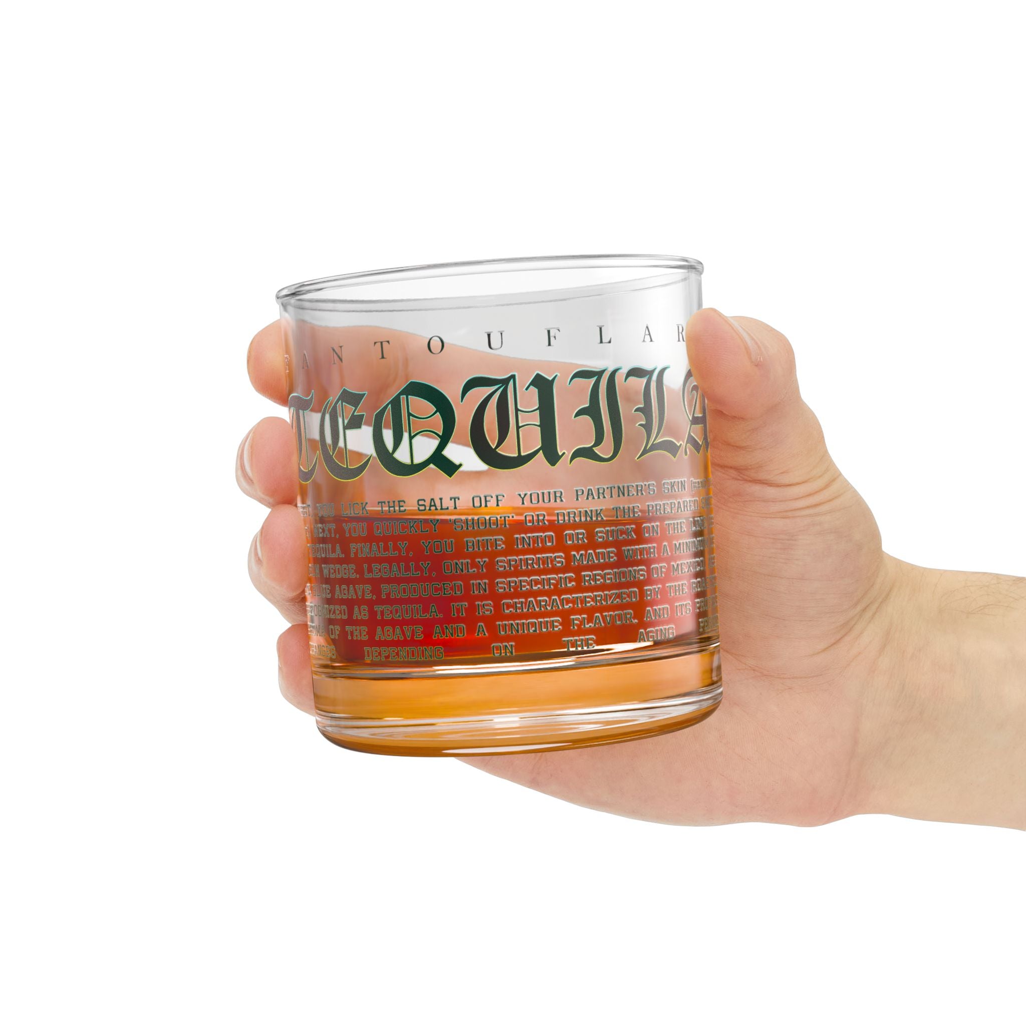 Clear Pantouflard Green Gothic Tequila 10oz Rocks Glass