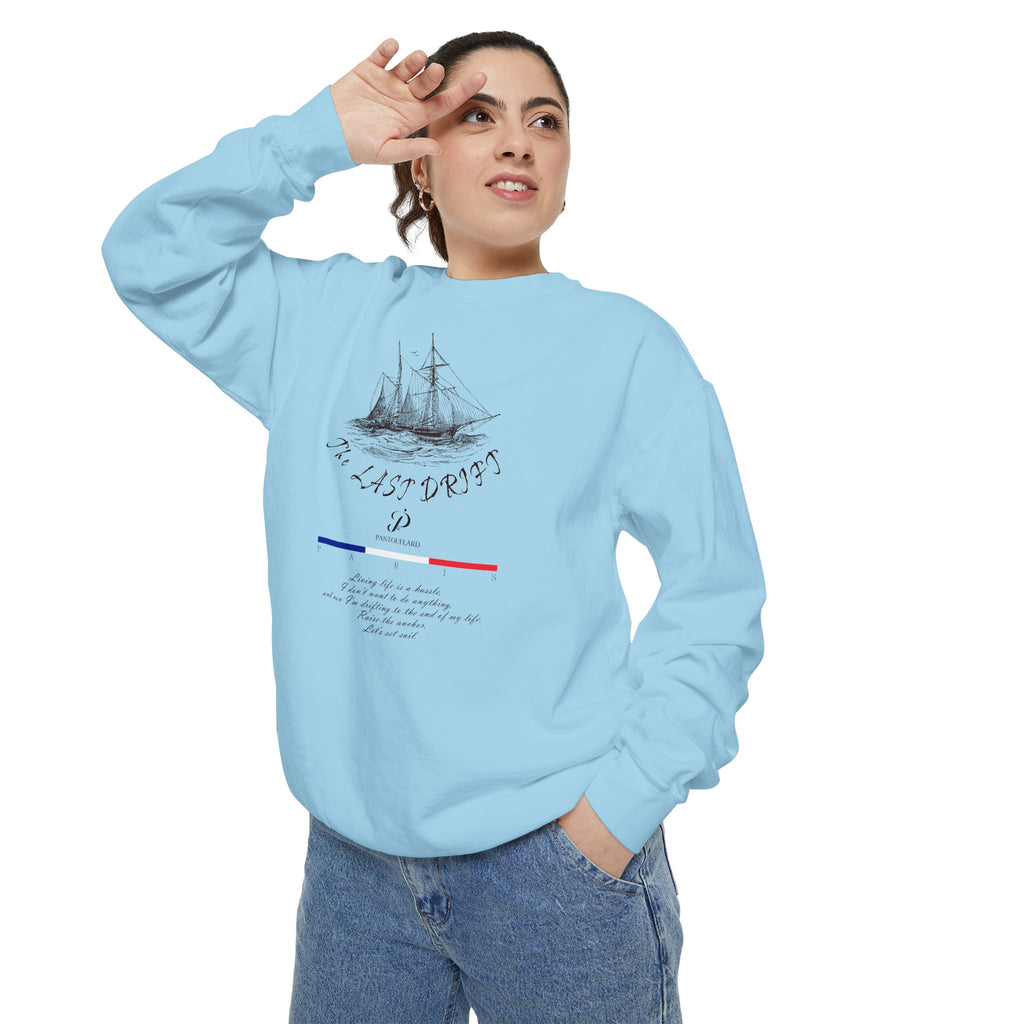 Unisex White Vintage Ship Graphic Cotton Blend Sweatshirt