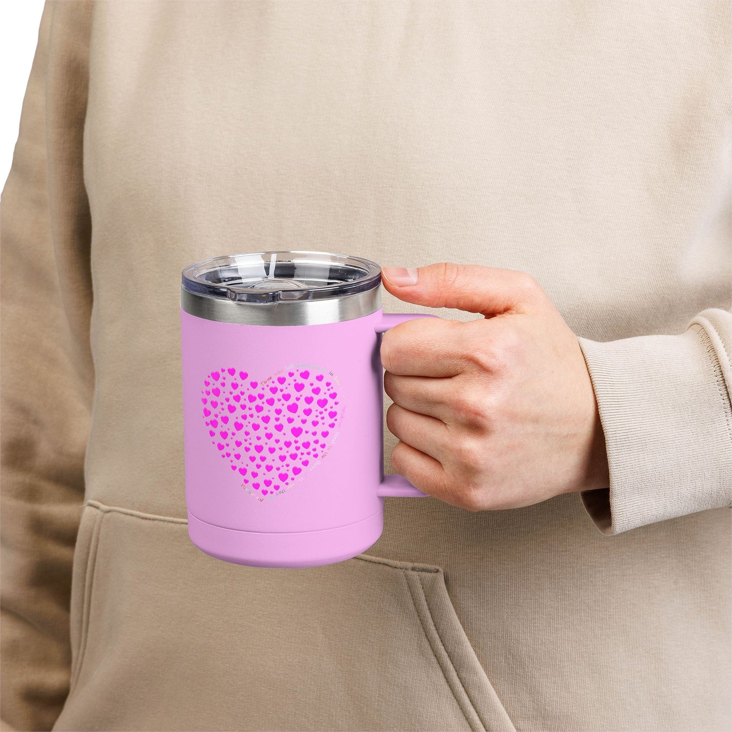 Pink Heart Coffee Mug Tumbler, Personalized Mug