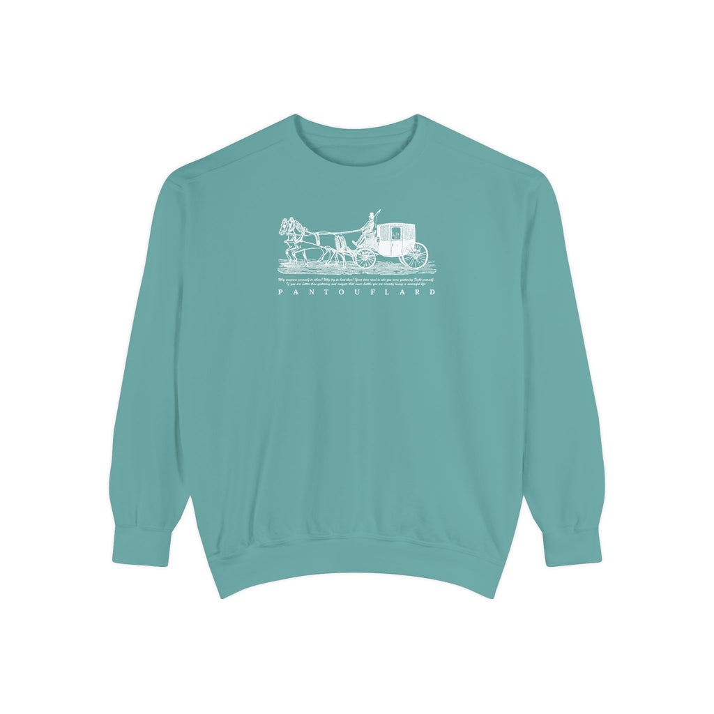 Unisex Navy Vintage Carriage Graphic Cotton Blend Sweatshirt