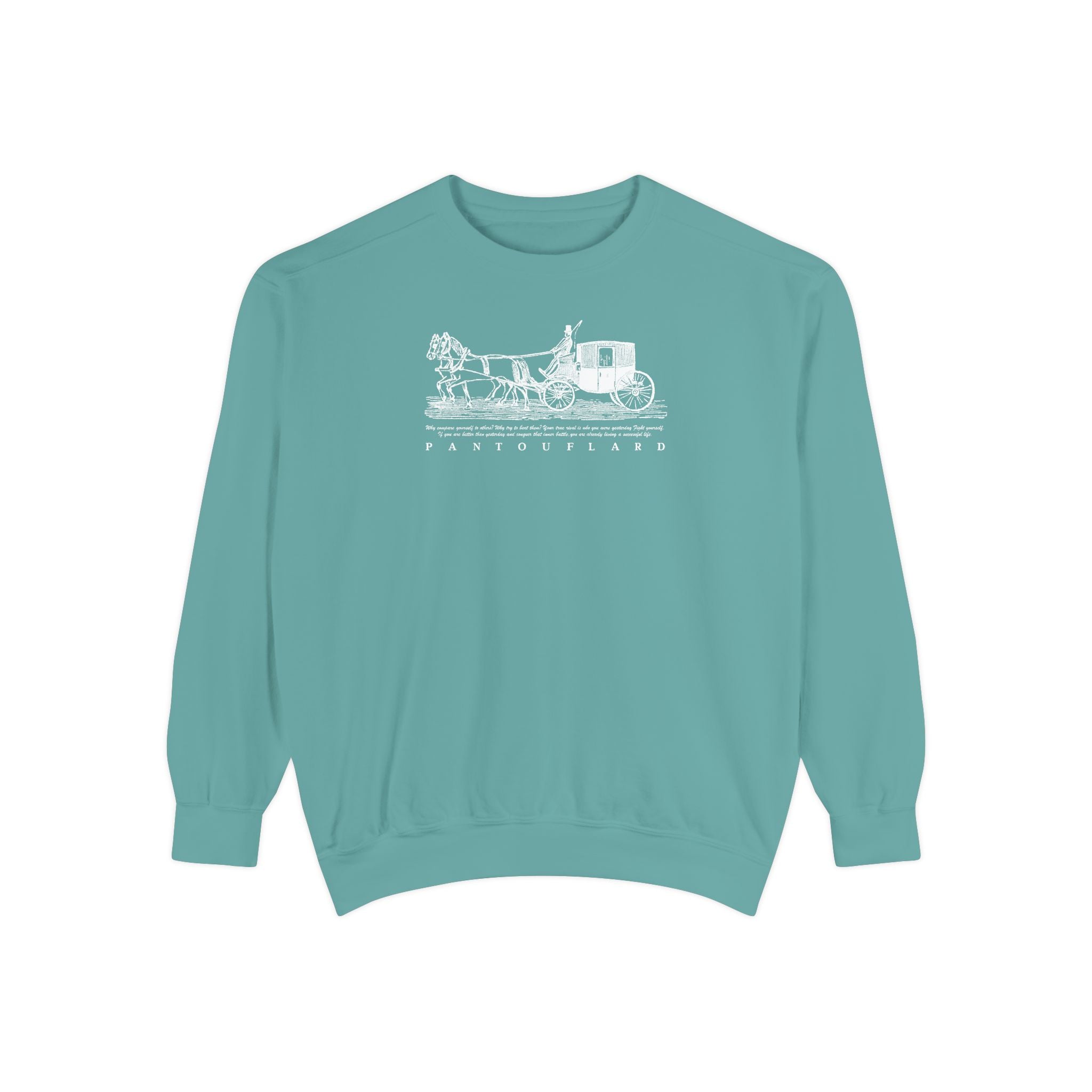 Unisex Navy Vintage Carriage Graphic Cotton Blend Sweatshirt