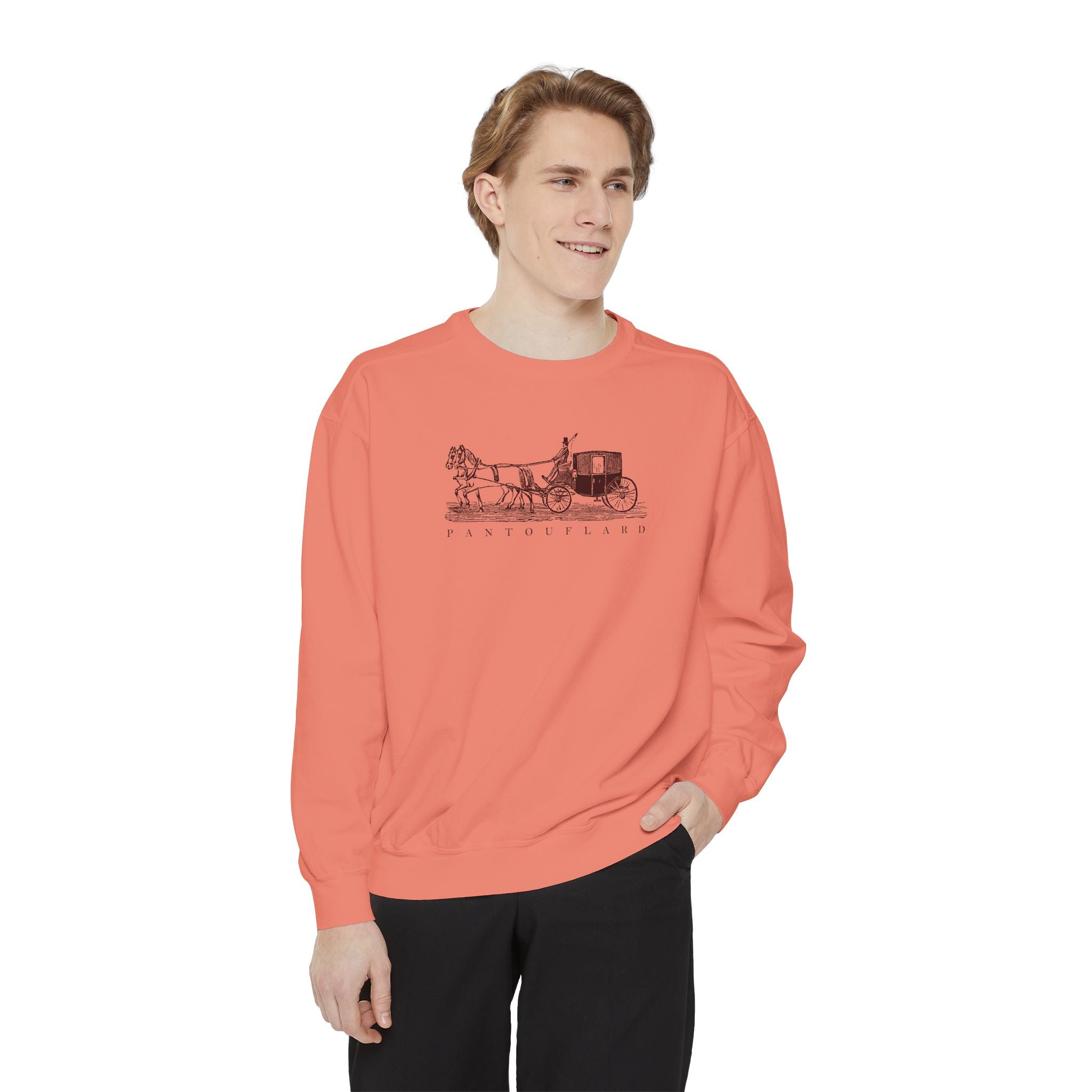 Unisex White Pantouflard Carriage Cotton Blend Sweatshirt